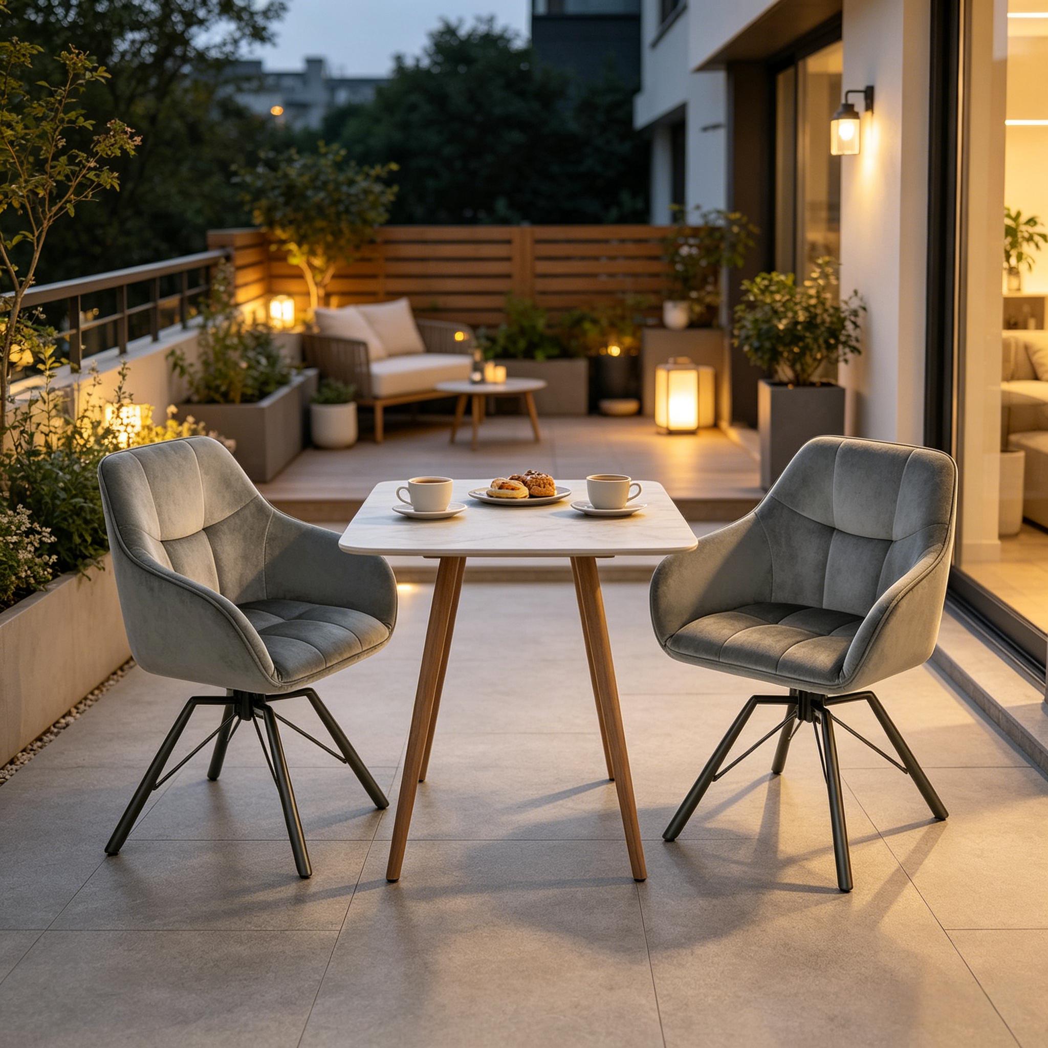 Lot de 2 chaises de salle à manger pivotantes à 360°, 57 x 54 x 82,5 cm, Gris foncé - vue complémentaire