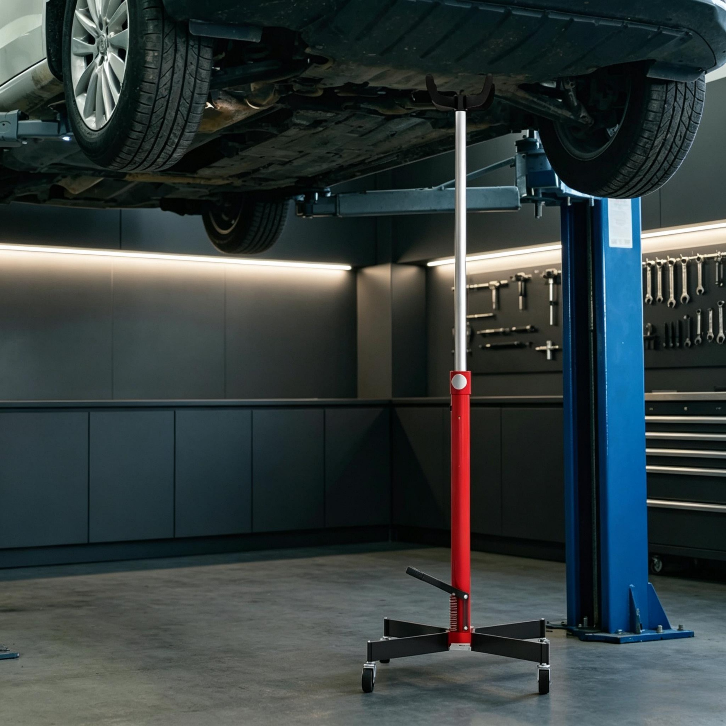 Support boîte de vitesses en atelier automobile