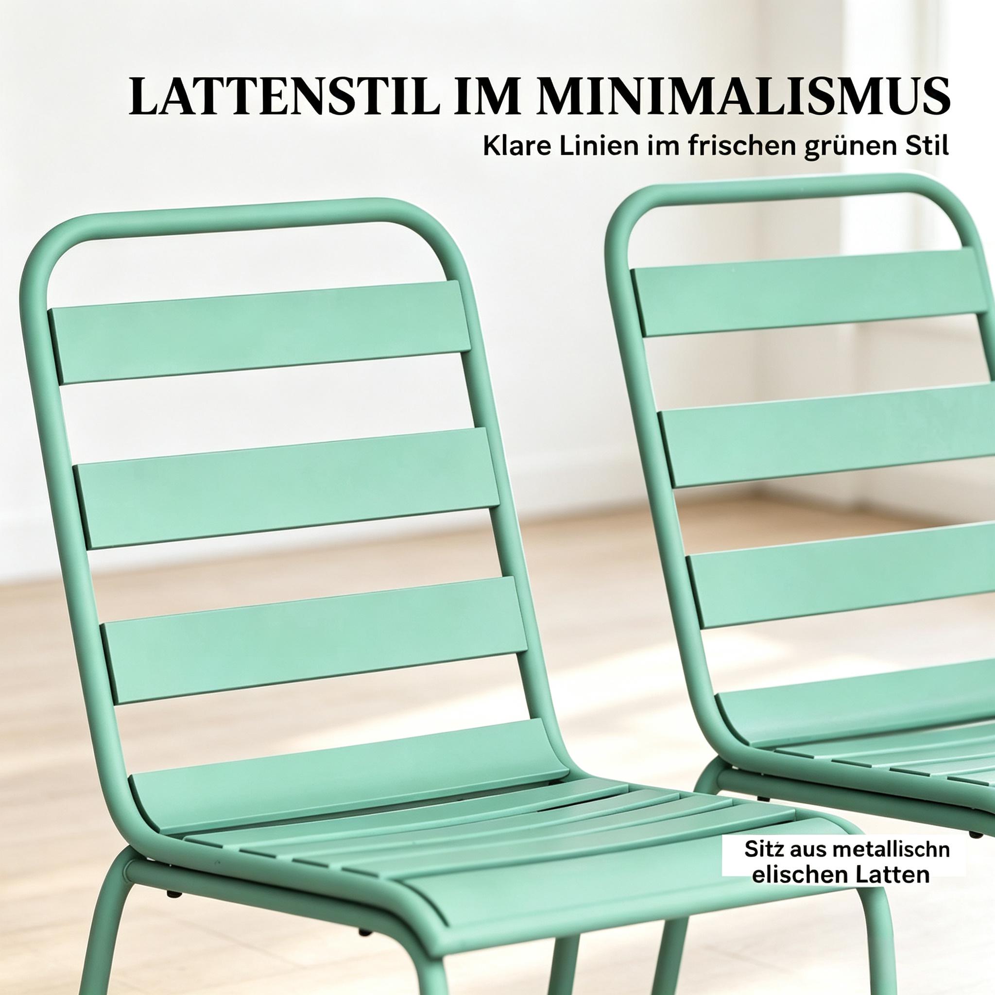 Lot de 2 chaises de jardin empilables, 46 x 58 x 78 cm, acier, Vert - dimensions et détails