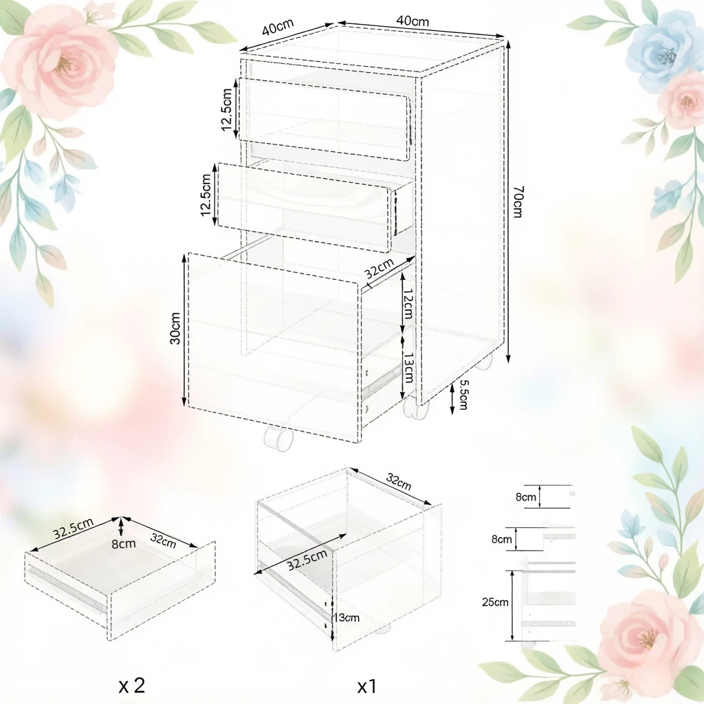 Dimensions du caisson de bureau