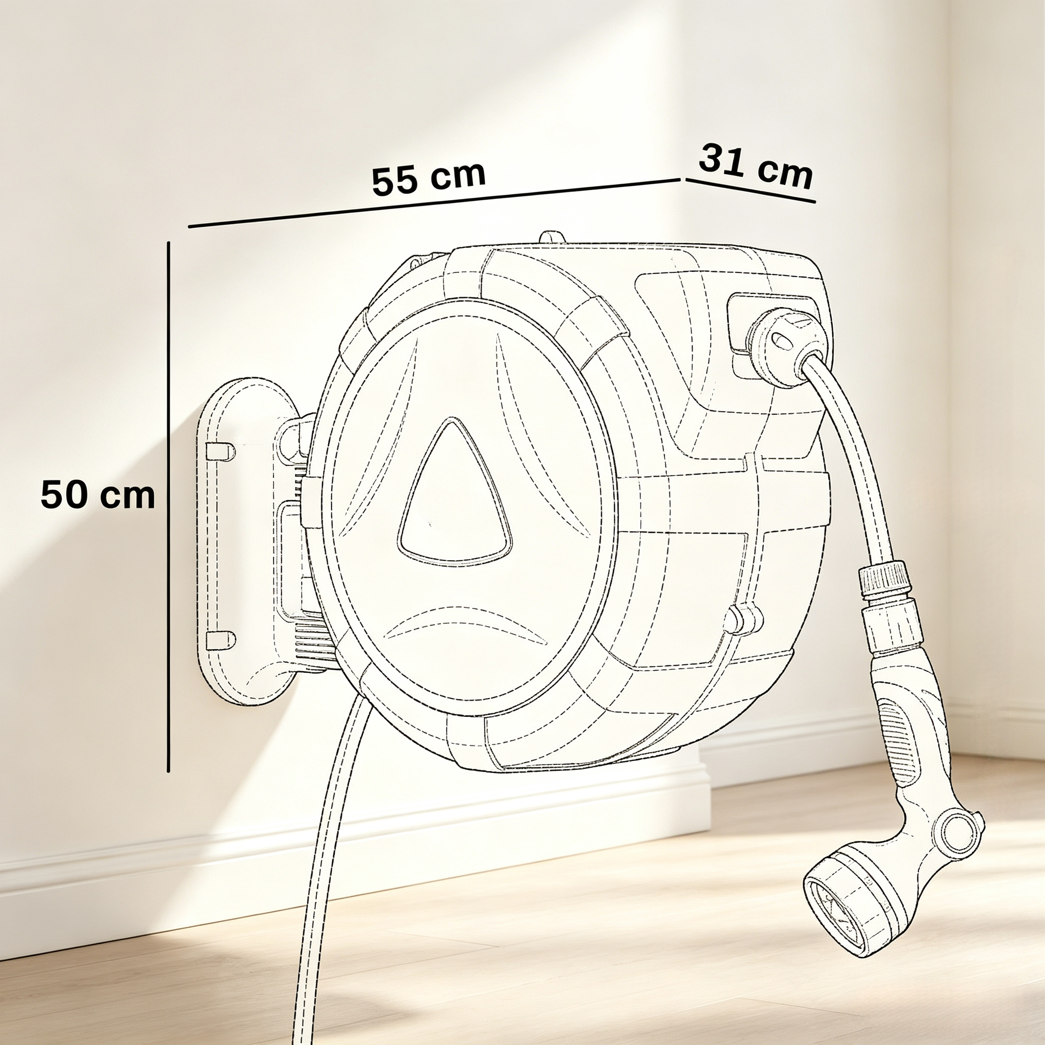 Dimensions du dévidoir mural