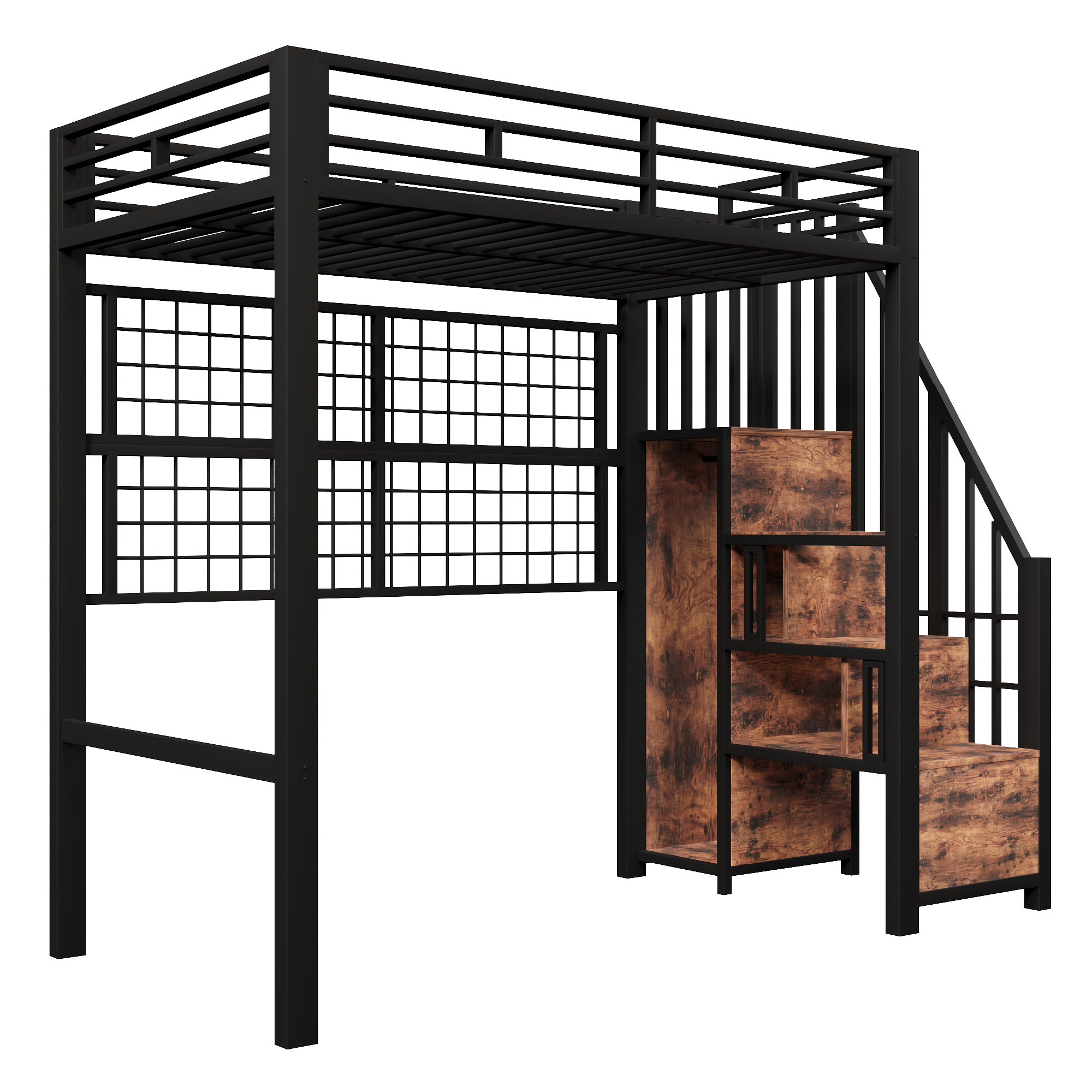Rangements intégrés lit mezzanine noir
