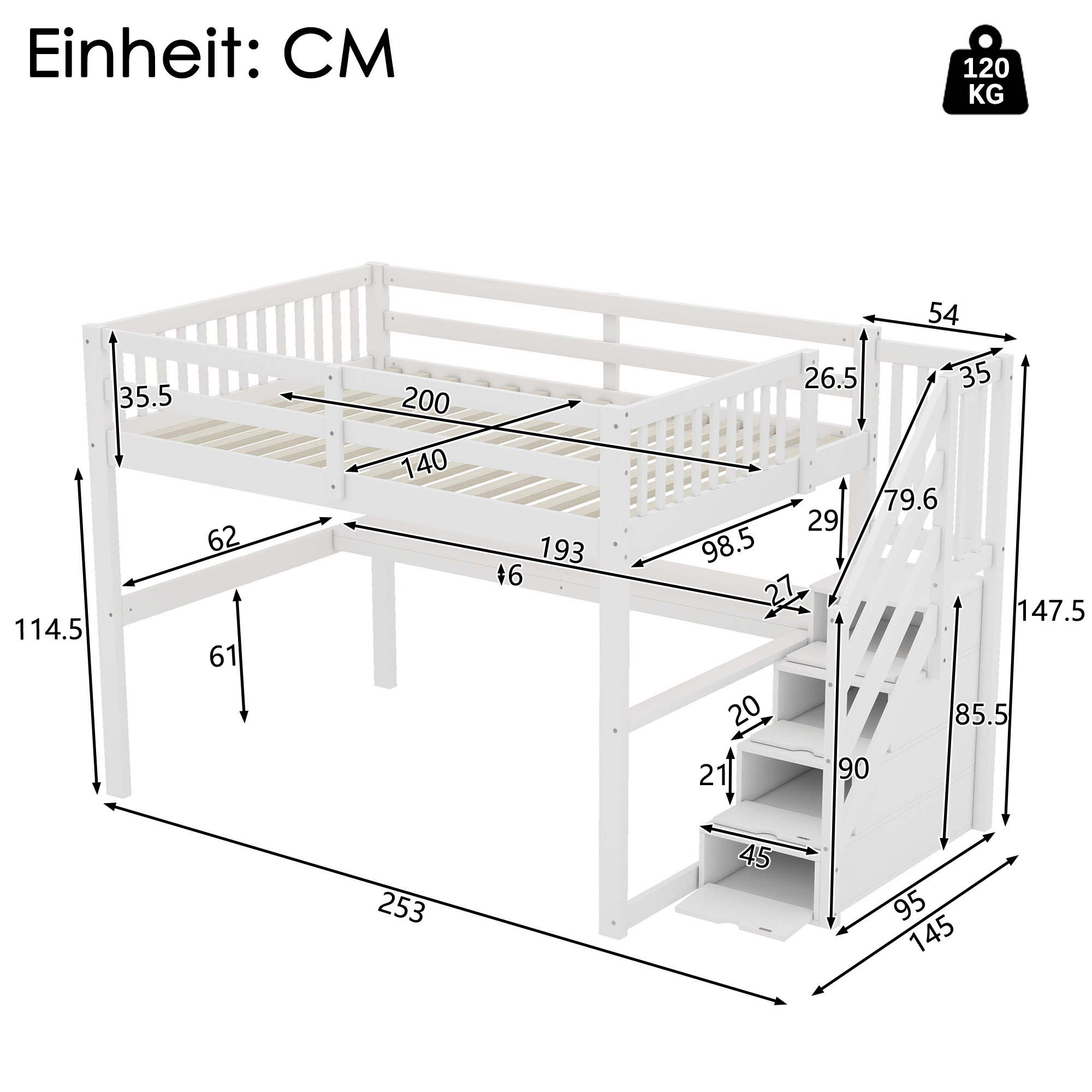 Dimensions du lit mezzanine