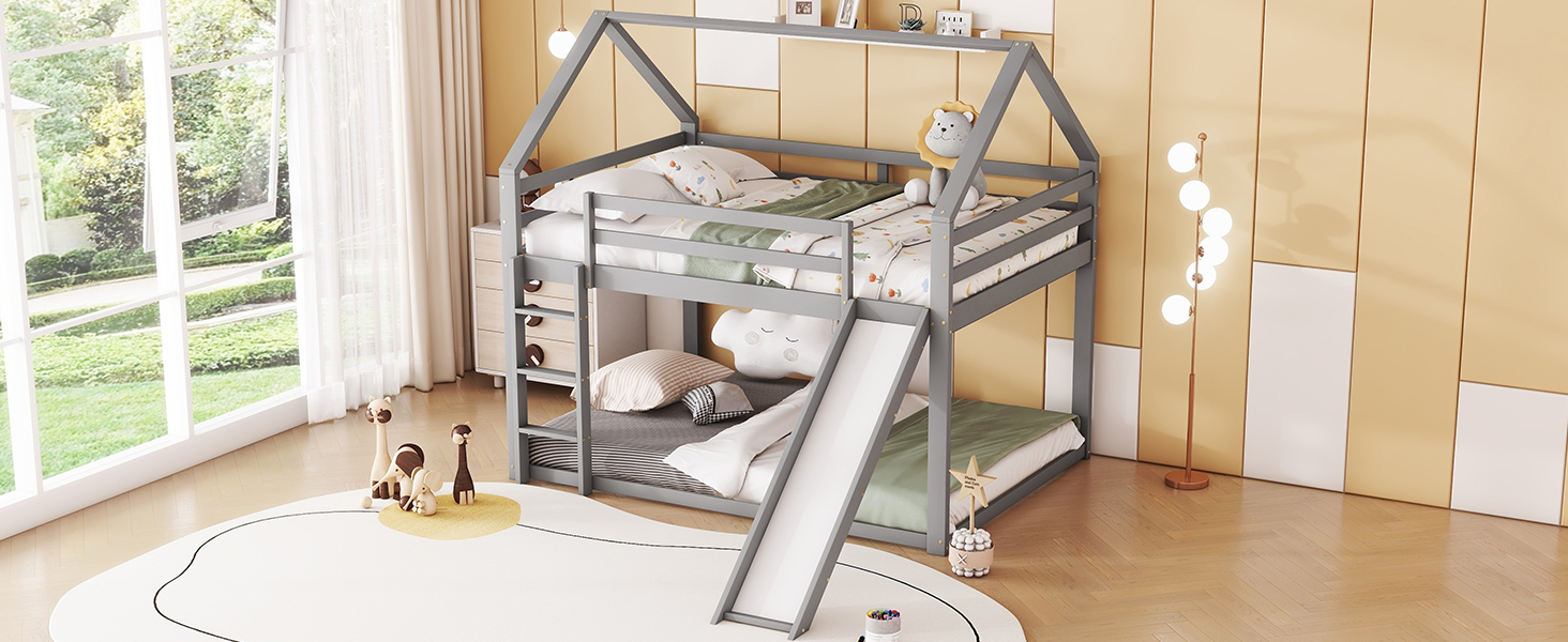 Lit superposé maison enfant 140 x 200 cm avec tobo - image 20