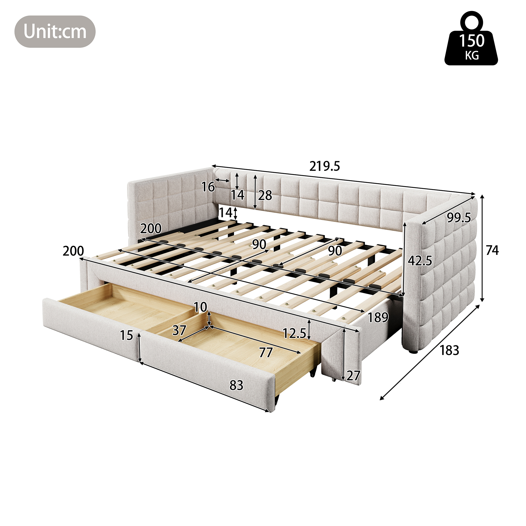 Dimensions du lit banquette