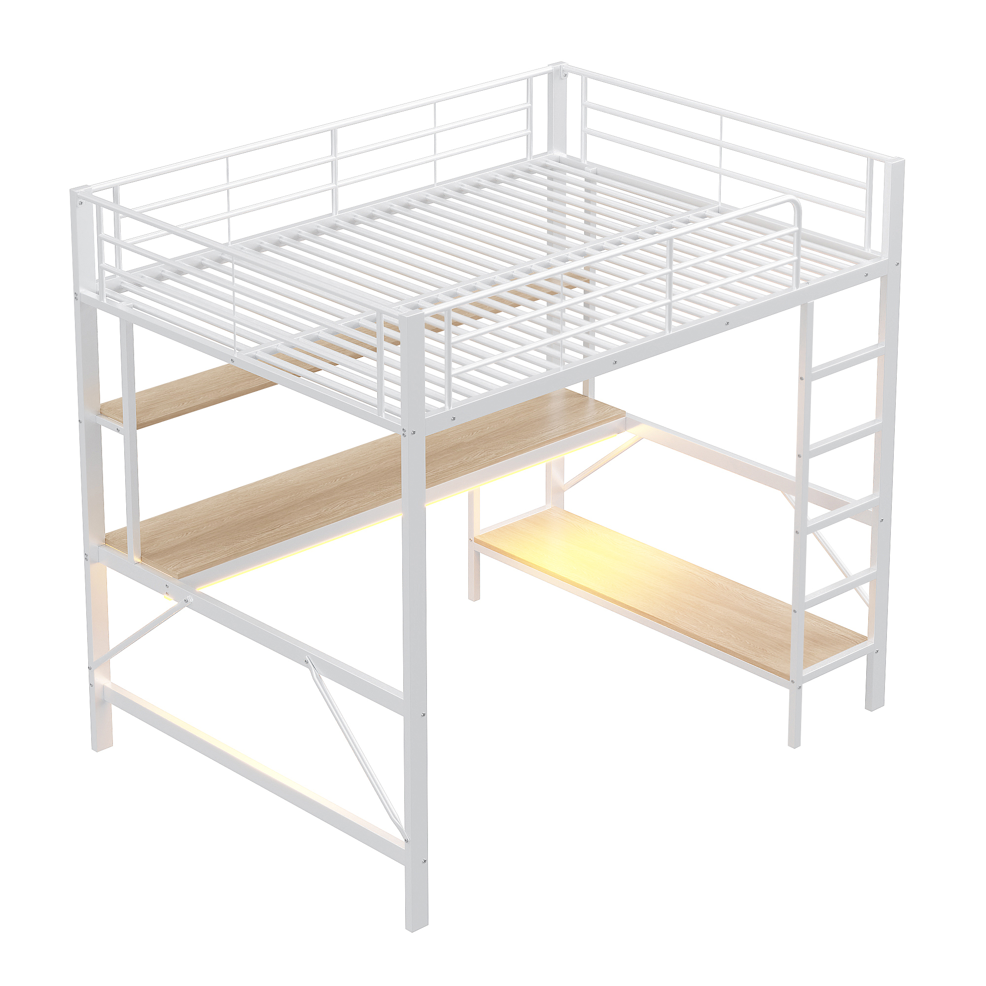 Lit enfant fer et MDF avec LED 7 couleurs contrôlable app, pour chambre d'enfant, structure stable, ambiance lumineuse personnalisable, design ludique, sécurité, durabilité, style fonctionnel moderne - image 6