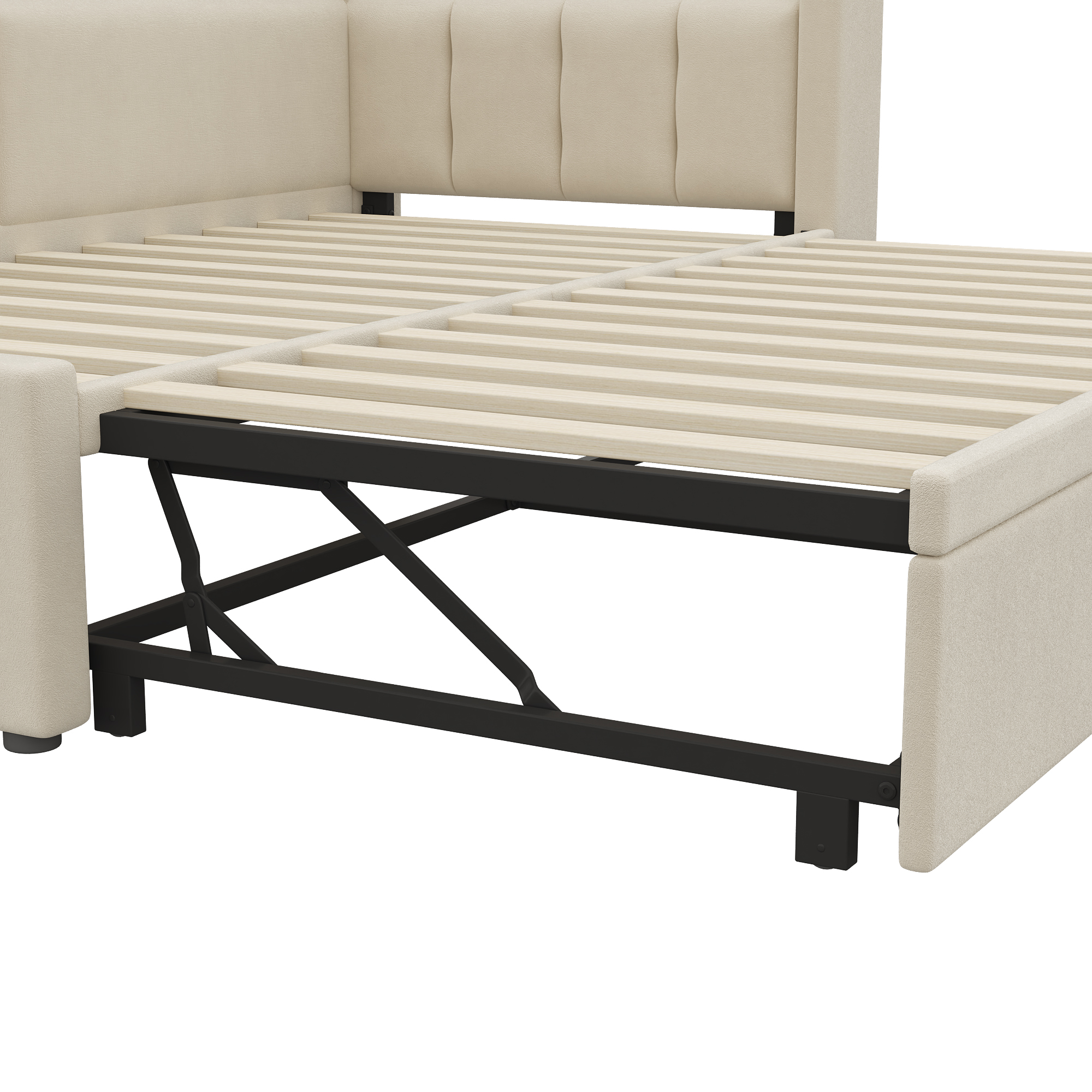 Lit de Jour Convertible 90×200 cm – Lin de Qualité, LED et Rangement Intégré – Montage, livraison et éléments fournis