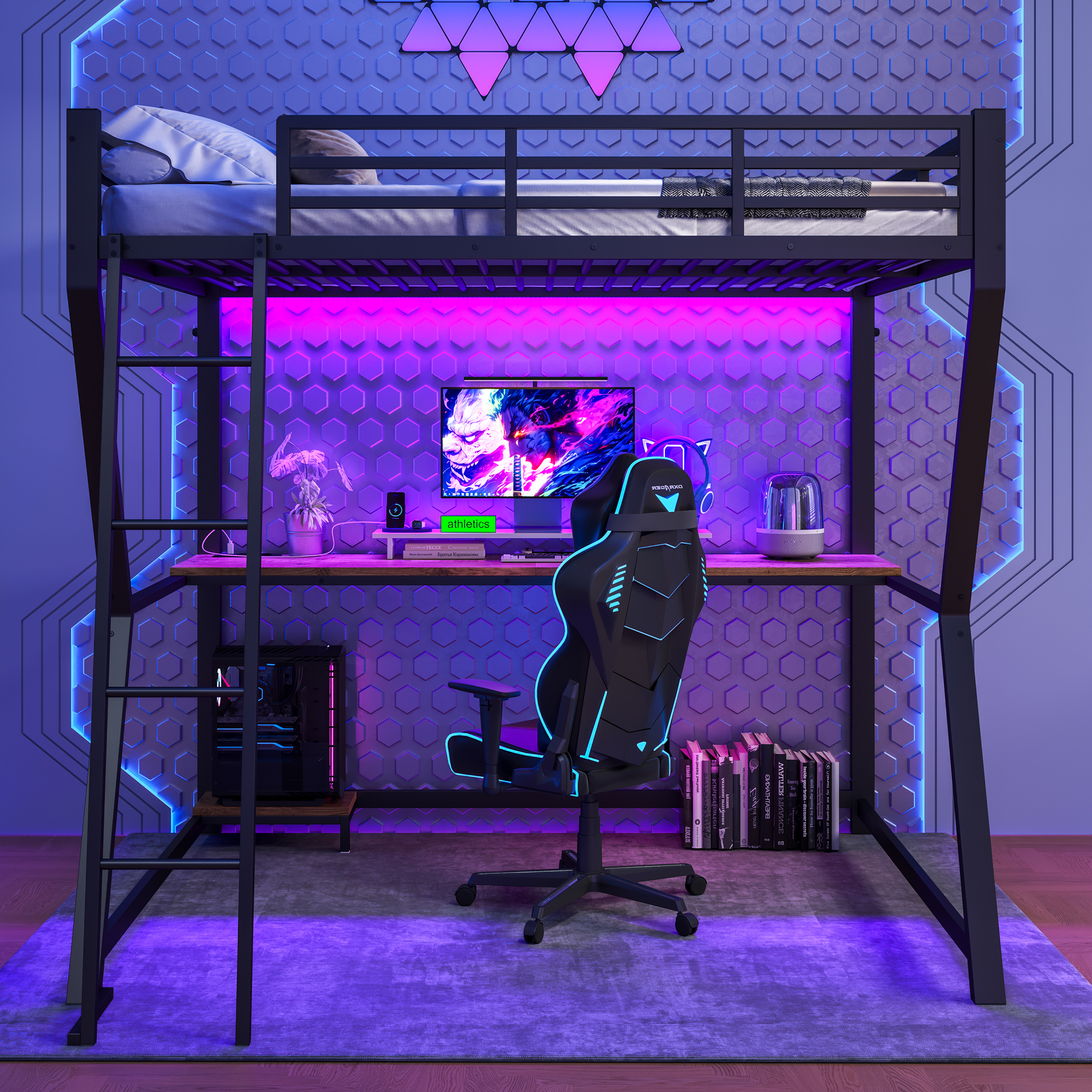 lit mezzanine avec bureau - vue 1