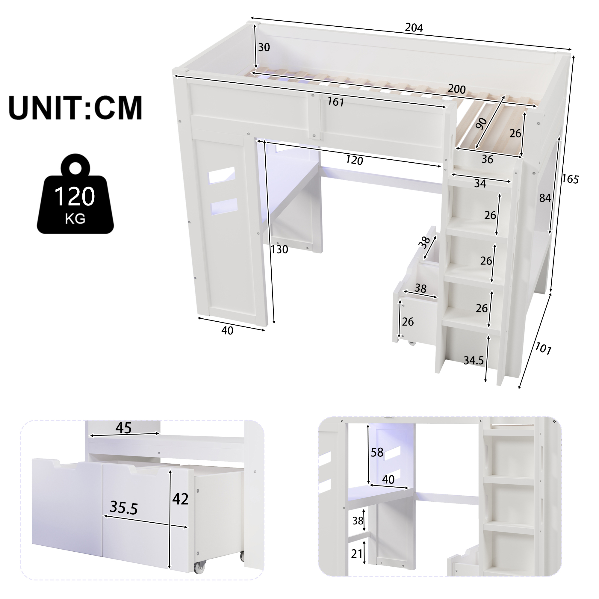 Dimensions du lit mezzanine