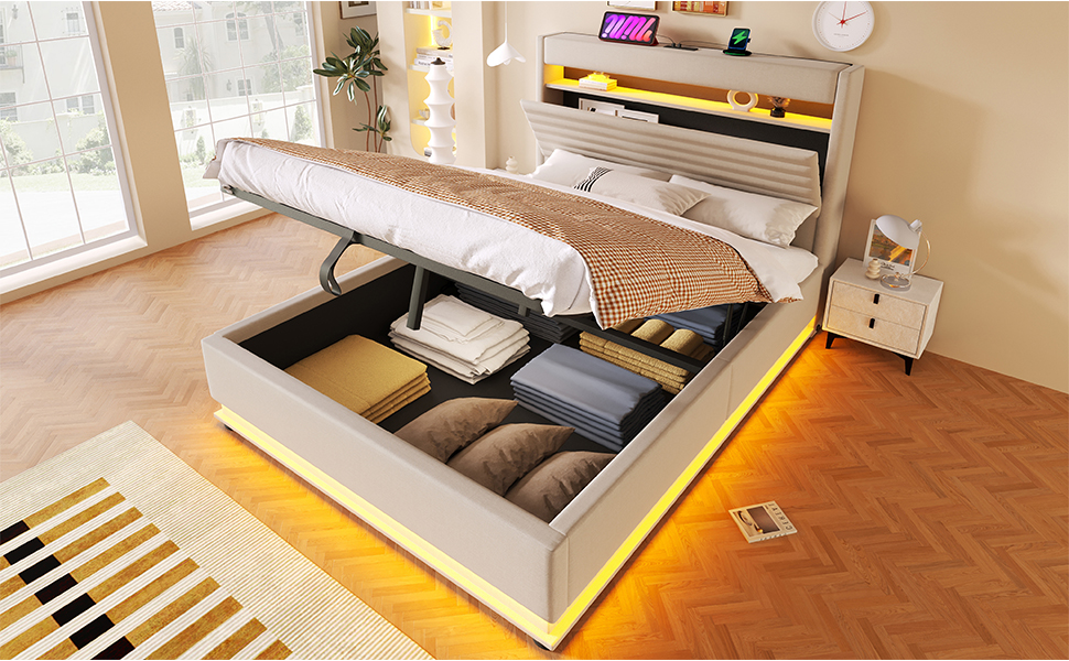 Lit rembourré 140 x 200 cm avec ports USB et Type- - image 27