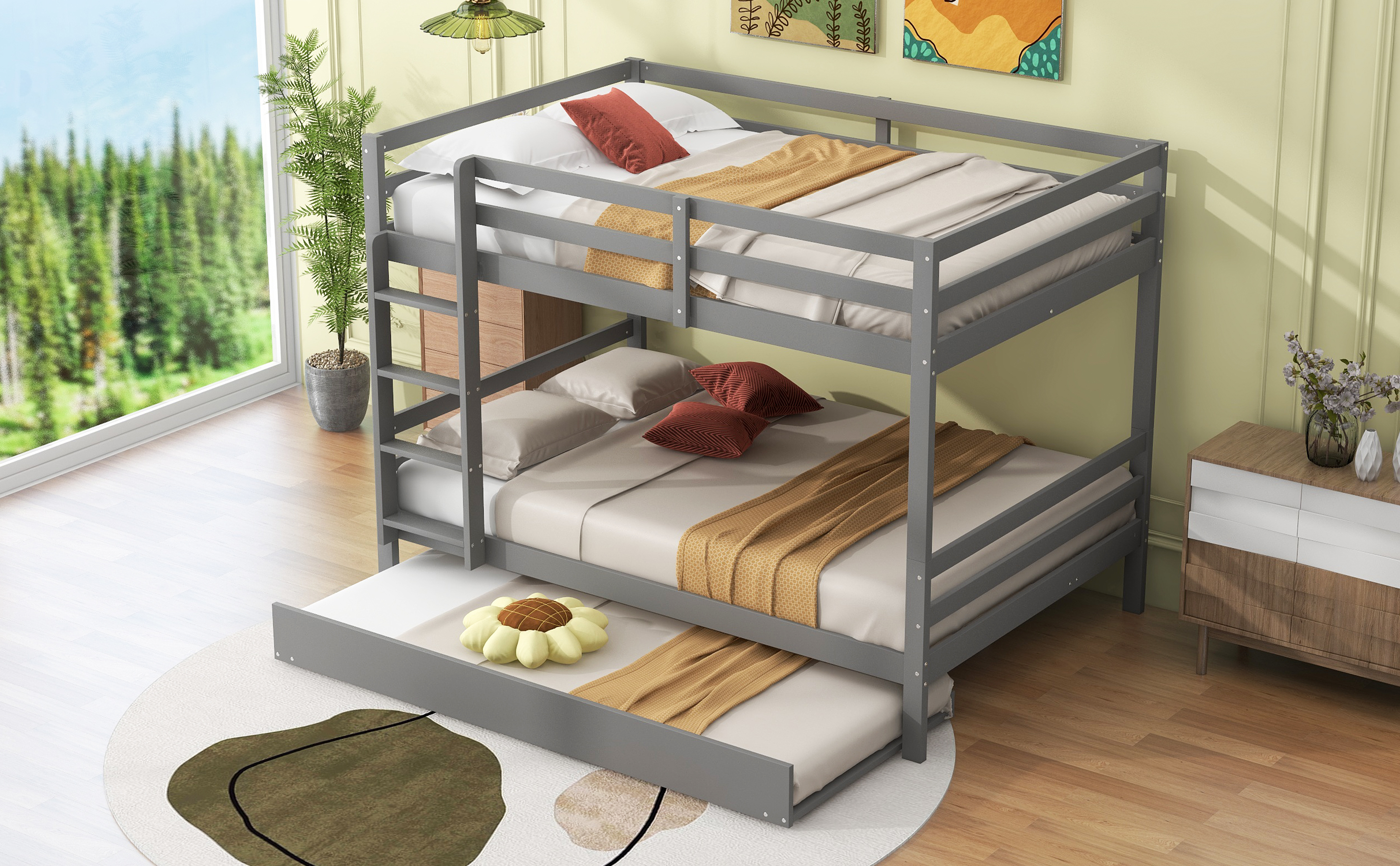 Lit en pin et MDF avec lit escamotable, design simple élégant, pour chambre, couchage invités, utilisation flexible, style moderne, stabilité, durabilité, facile montage, pour famille et invités - image 15