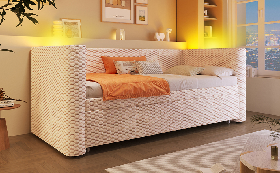Daybed convertible 90/180 x 200 cm en velours et M - image 22