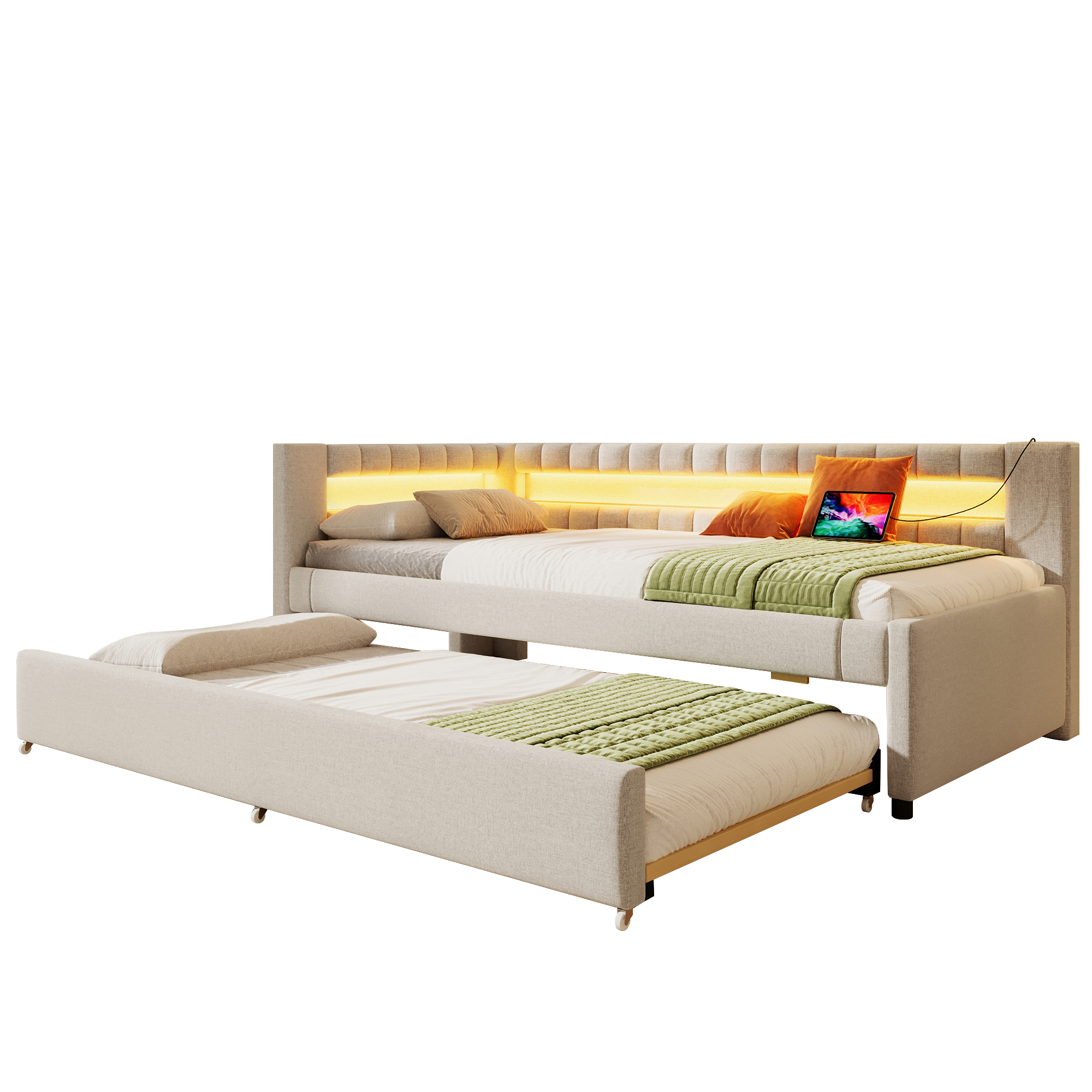 Design canapé-lit beige moderne LED