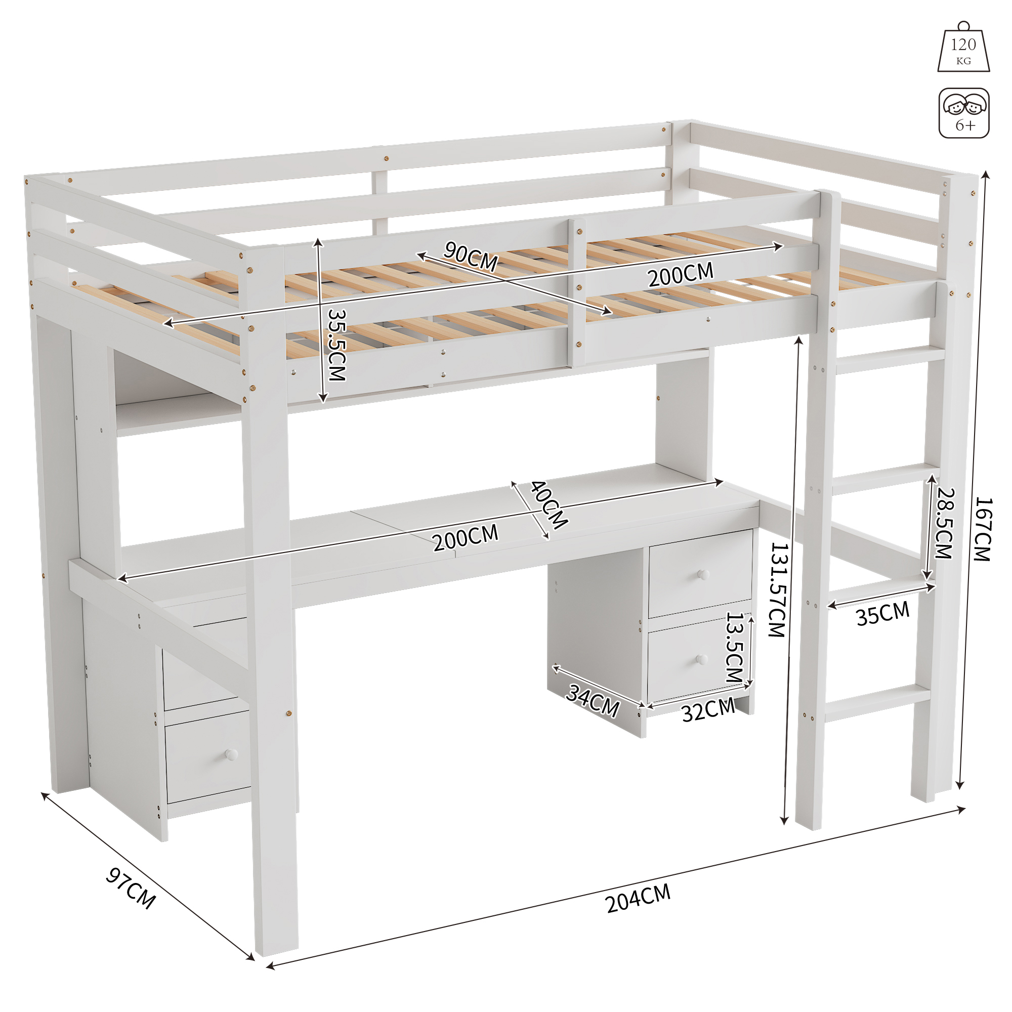 Dimensions du lit mezzanine