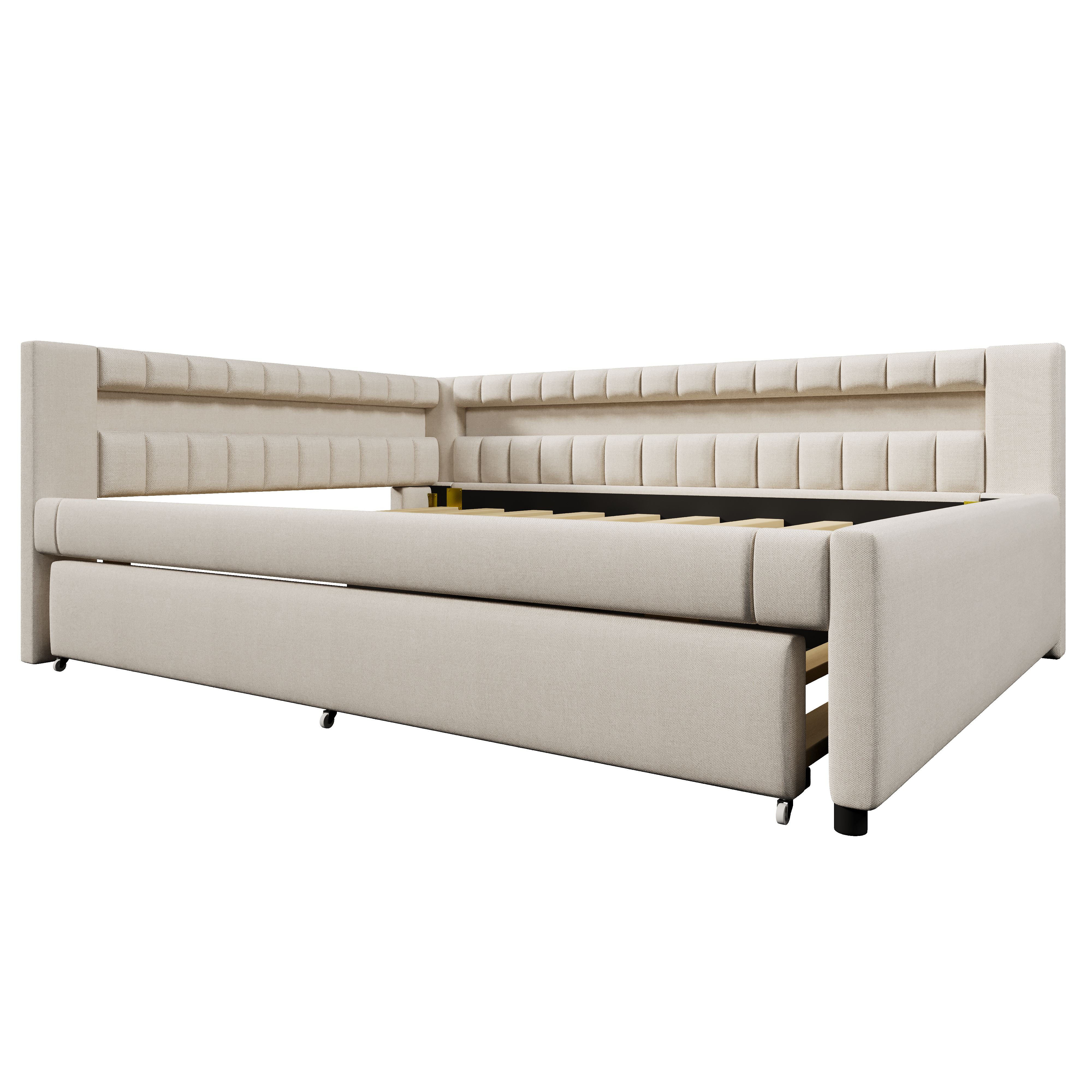 Lit en lin et MDF avec LED contrôlable tactile/app, USB + Type-C, lit escamotable, pour chambre, ambiance romantique, recharge multiple, utilisation flexible, design moderne, confort et technologie, style élégant - image 7