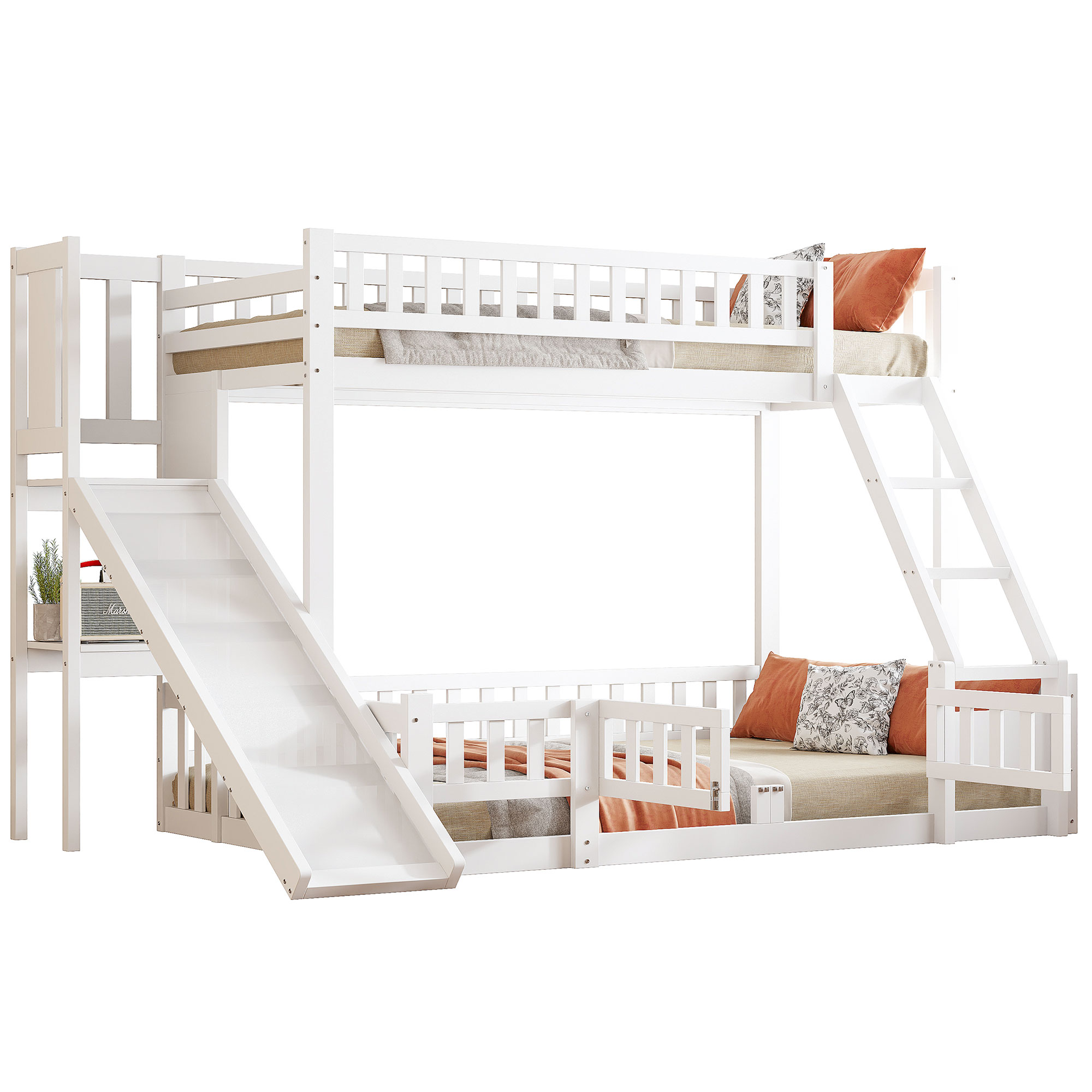 Lit superposé enfant en bois de pin et MDF avec to - image 1