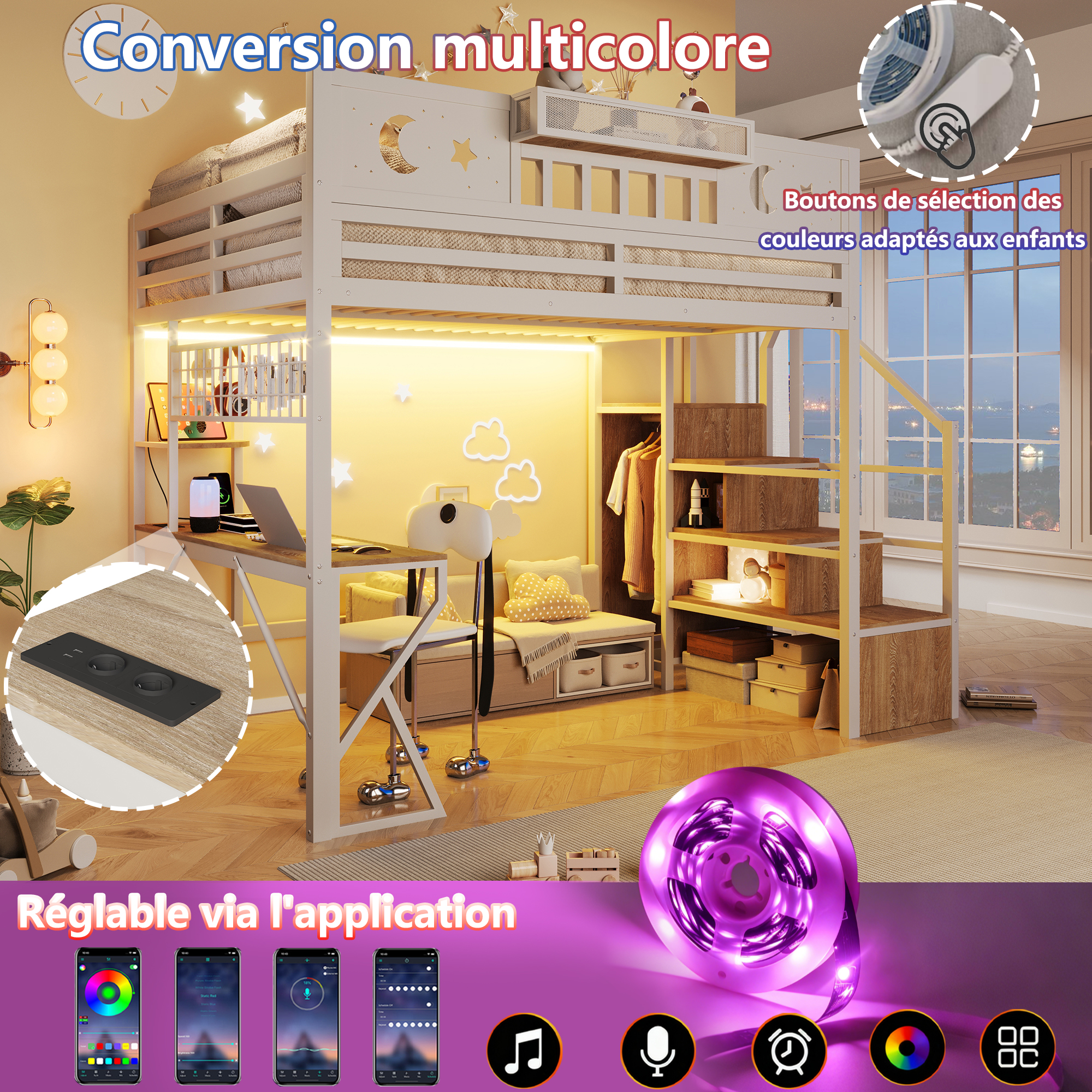 LED multicolore contrôlée par application