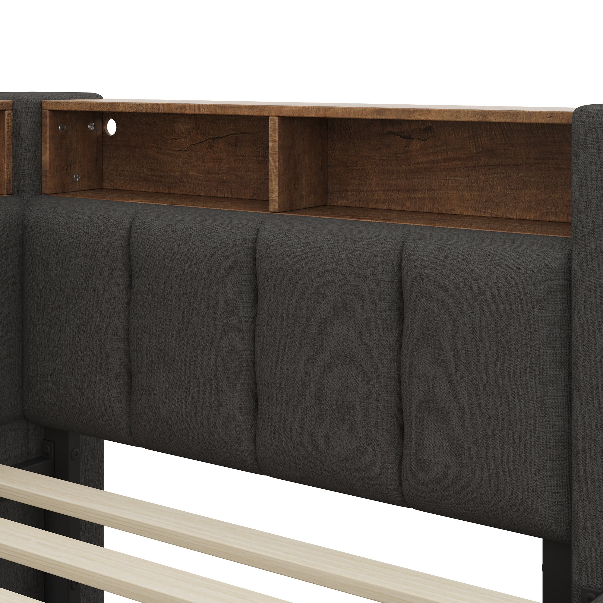 Lit de Jour Convertible 90×200 cm – Lin de Qualité, LED et Rangement Intégré – Montage, livraison et éléments fournis