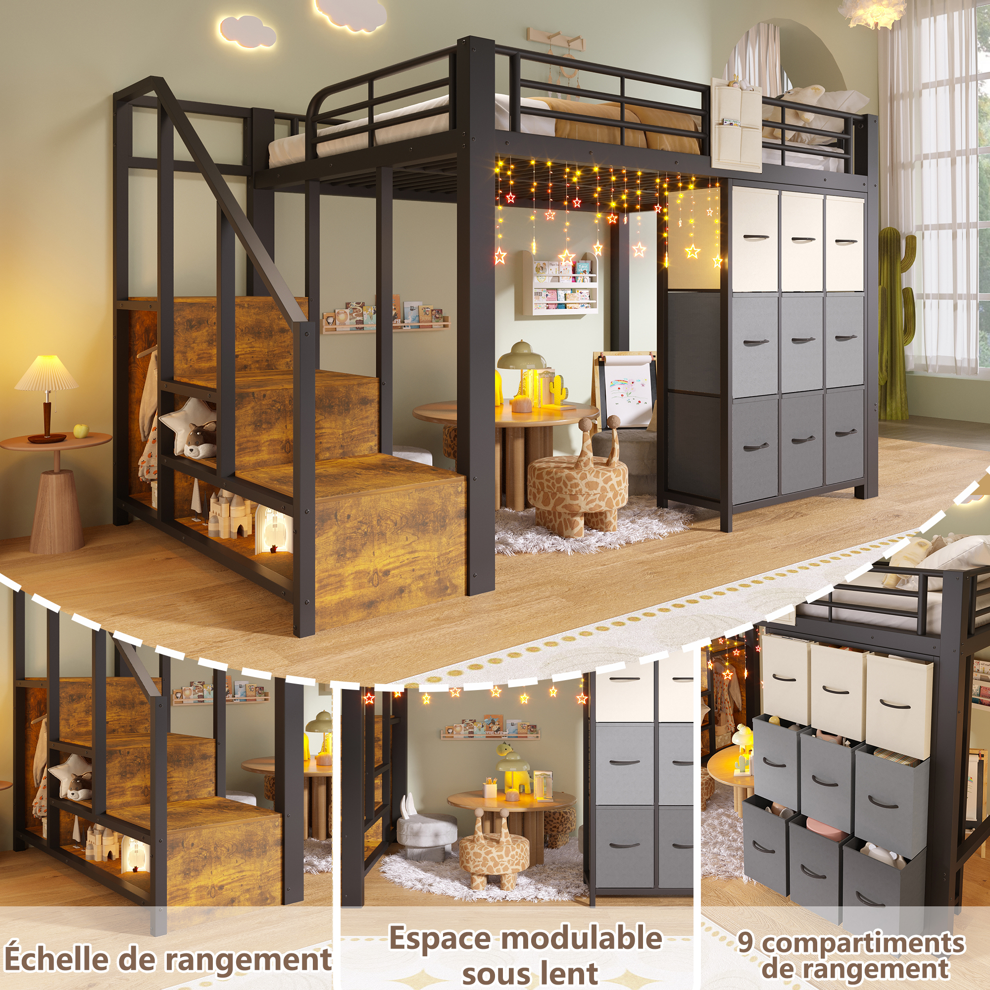 lit mezzanine avec bureau - vue 4