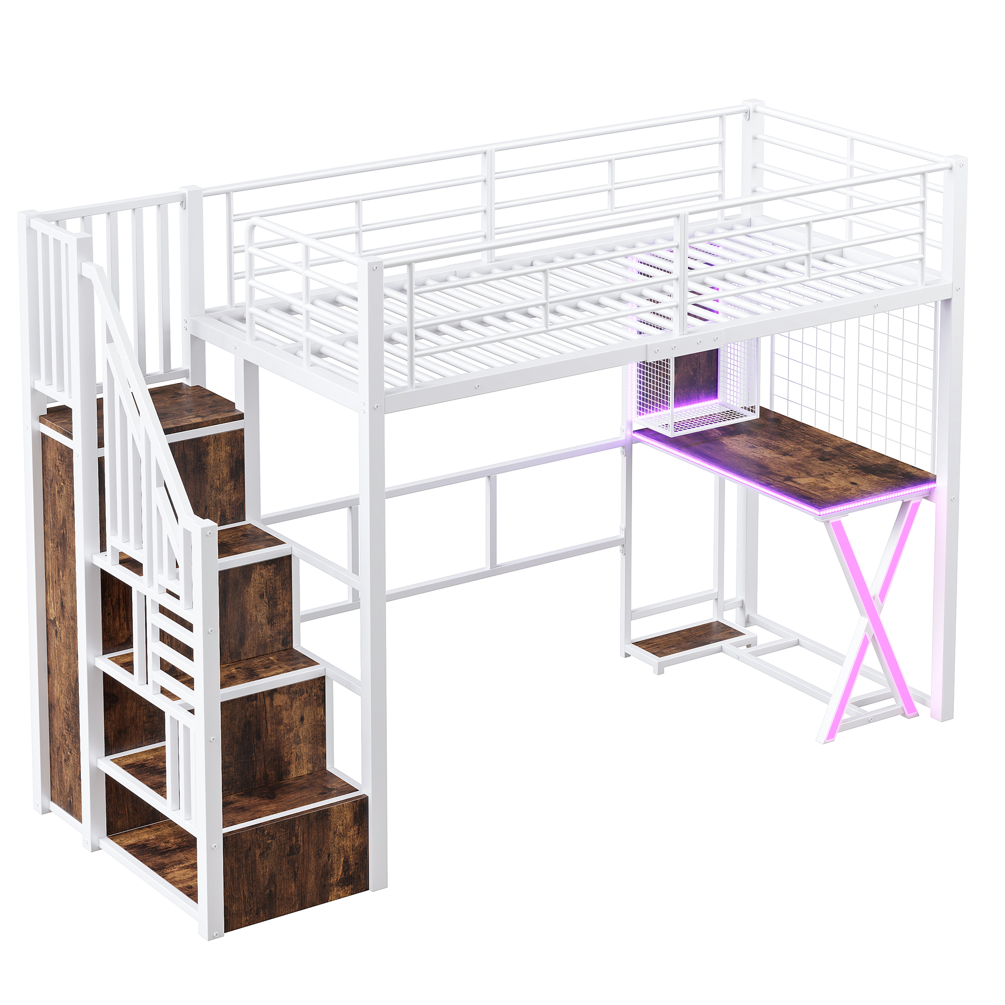 Lit mezzanine avec bureau intégré, éclairage LED r - image 5