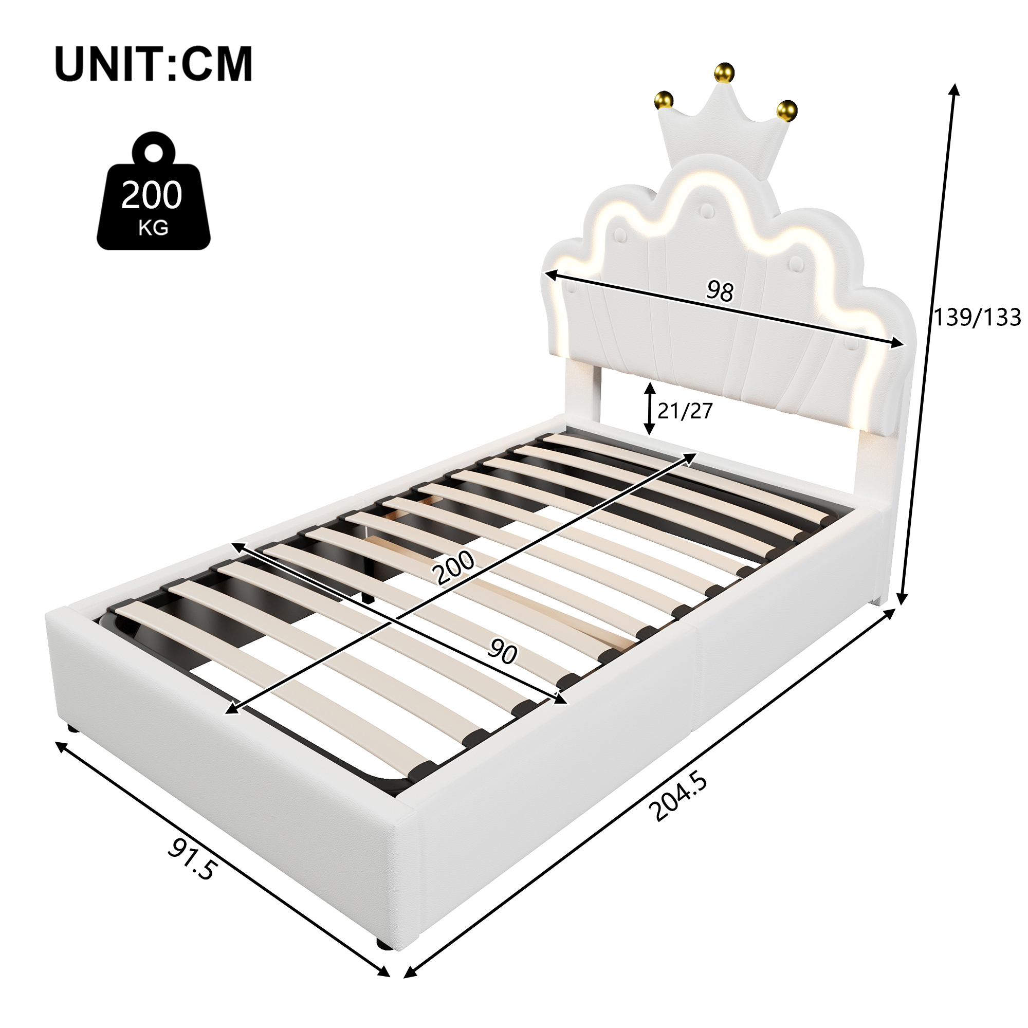 Dimensions du lit rembourré