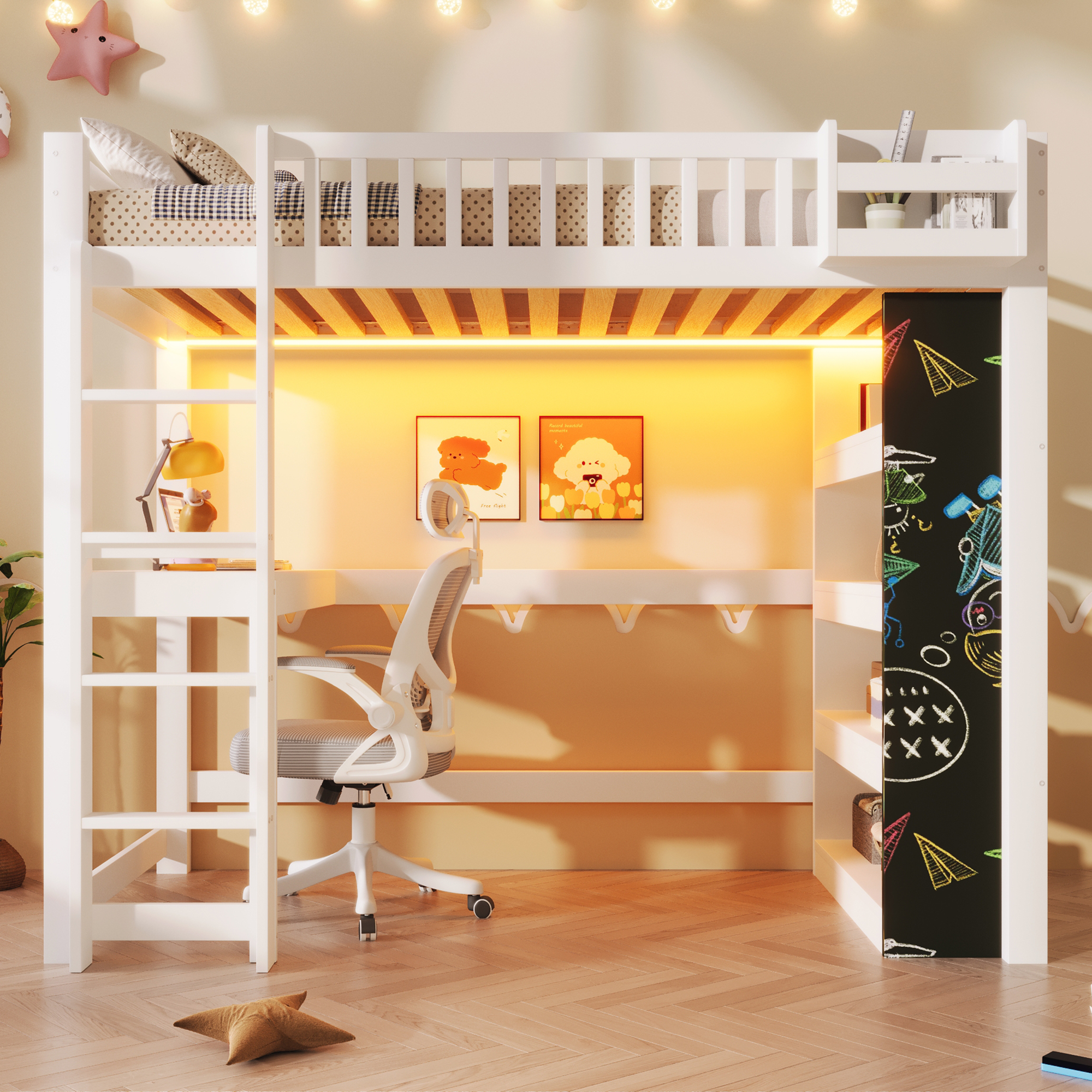 lit mezzanine avec bureau - vue 3