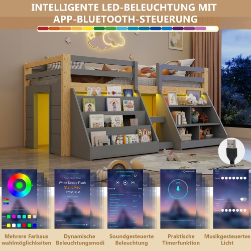 Éclairage LED intégré du lit gris