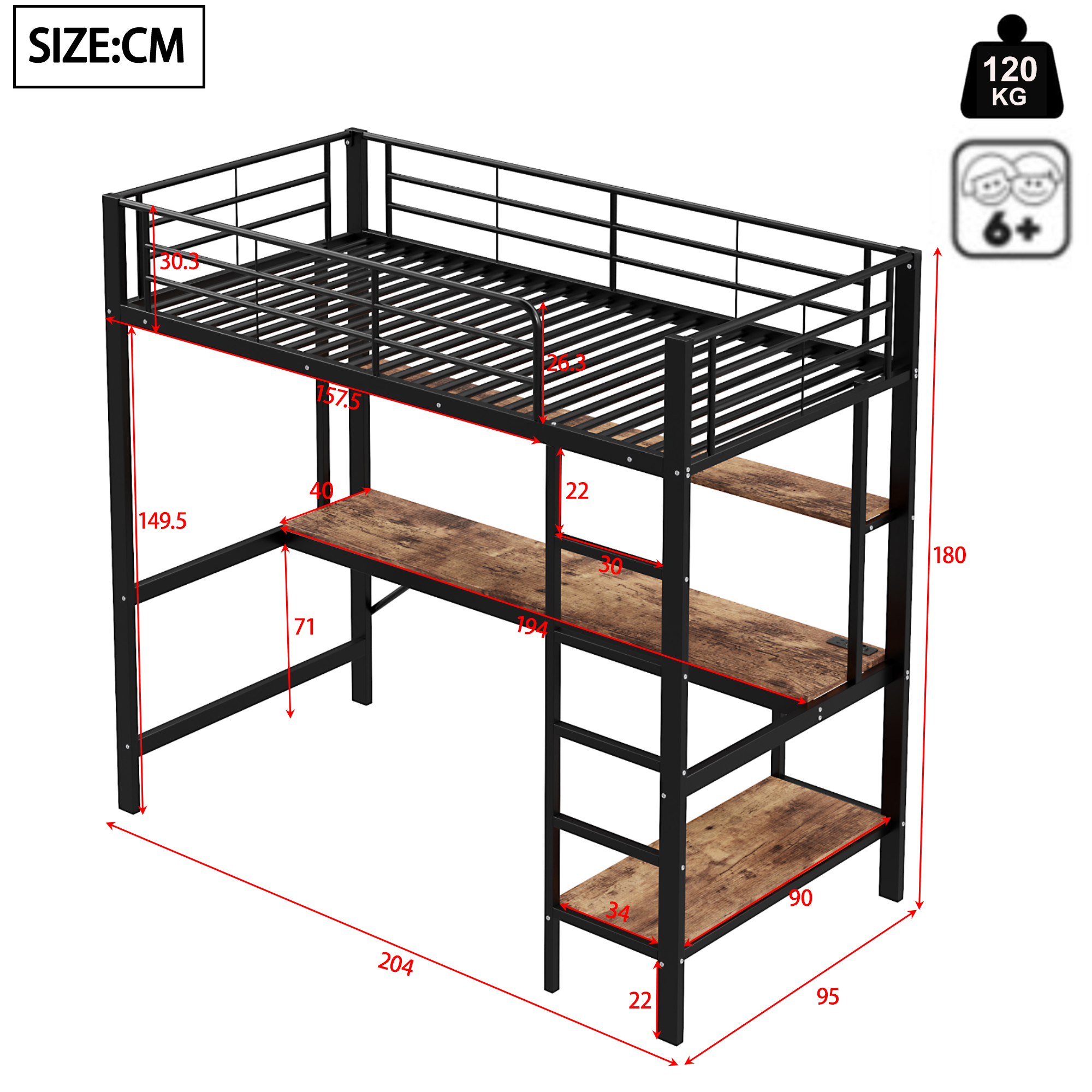 Dimensions du lit mezzanine