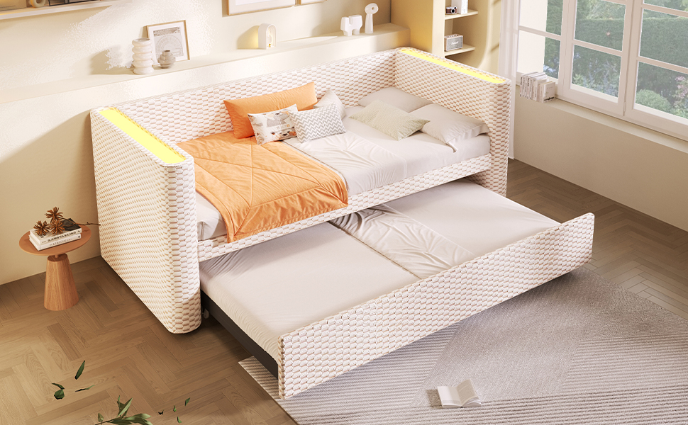 Daybed convertible 90/180 x 200 cm en velours et M - image 23