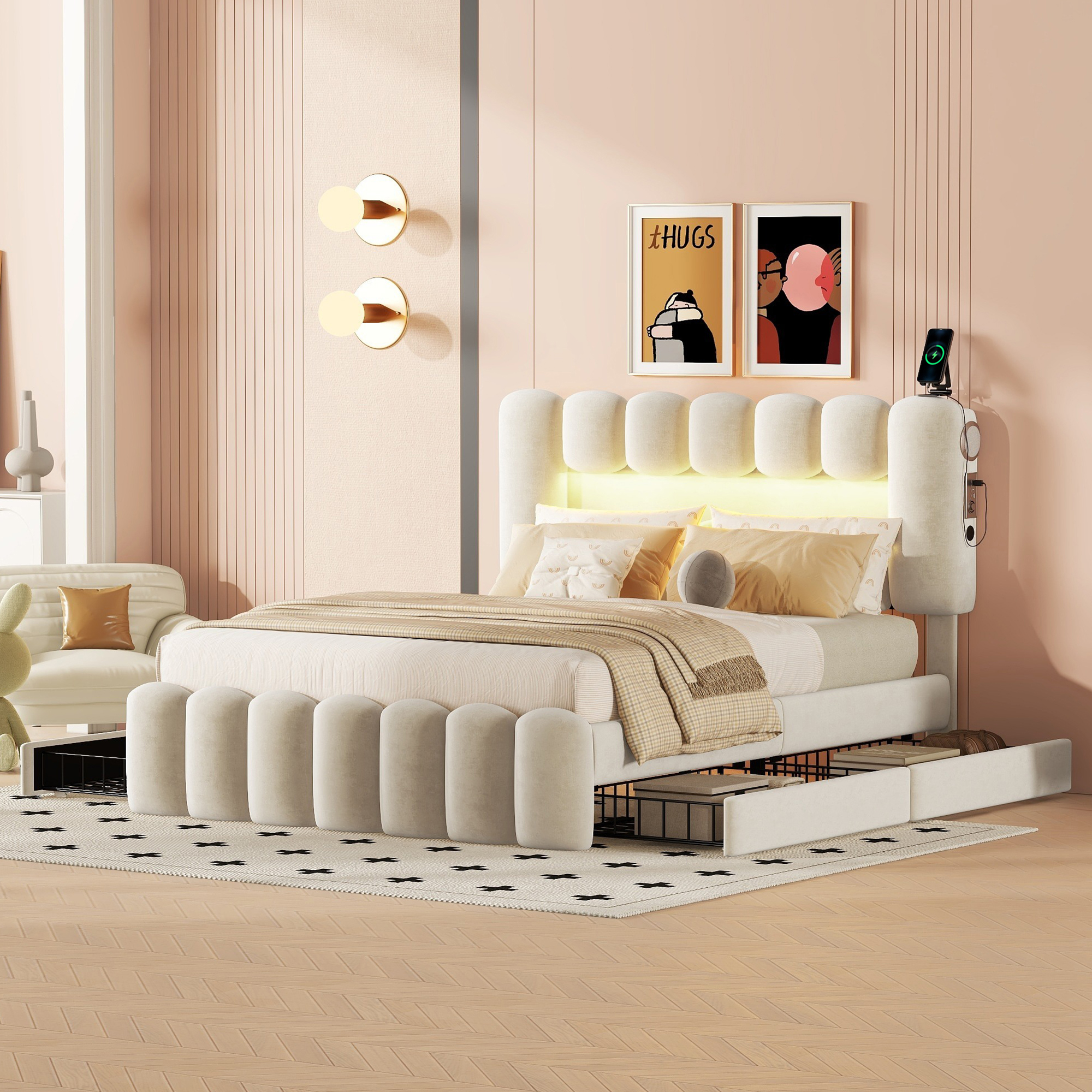 Letto Con Cassettiera Letto Matrimoniale Imbottito