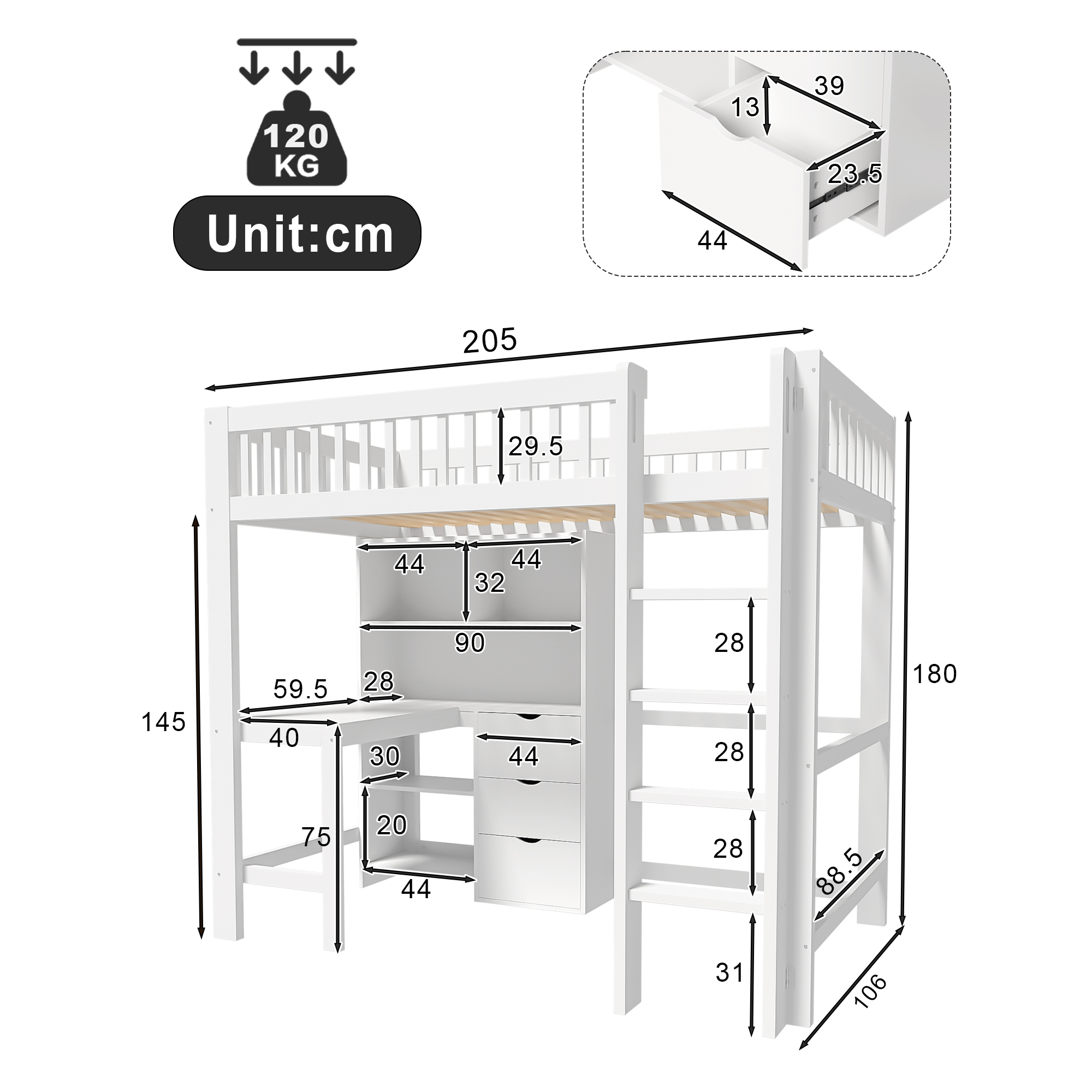 Dimensions du lit mezzanine
