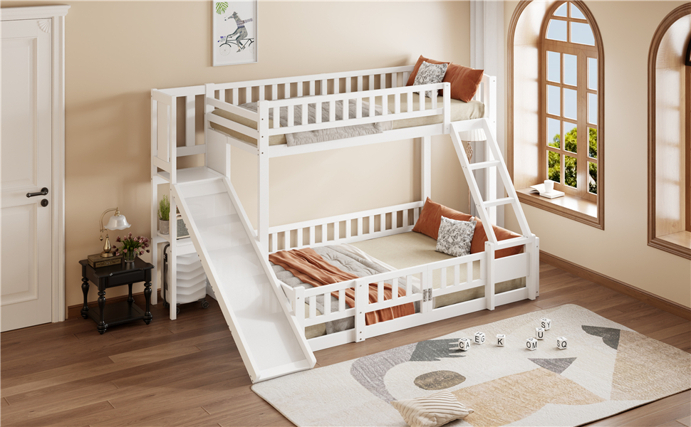 Lit superposé enfant en bois de pin et MDF avec to - image 16