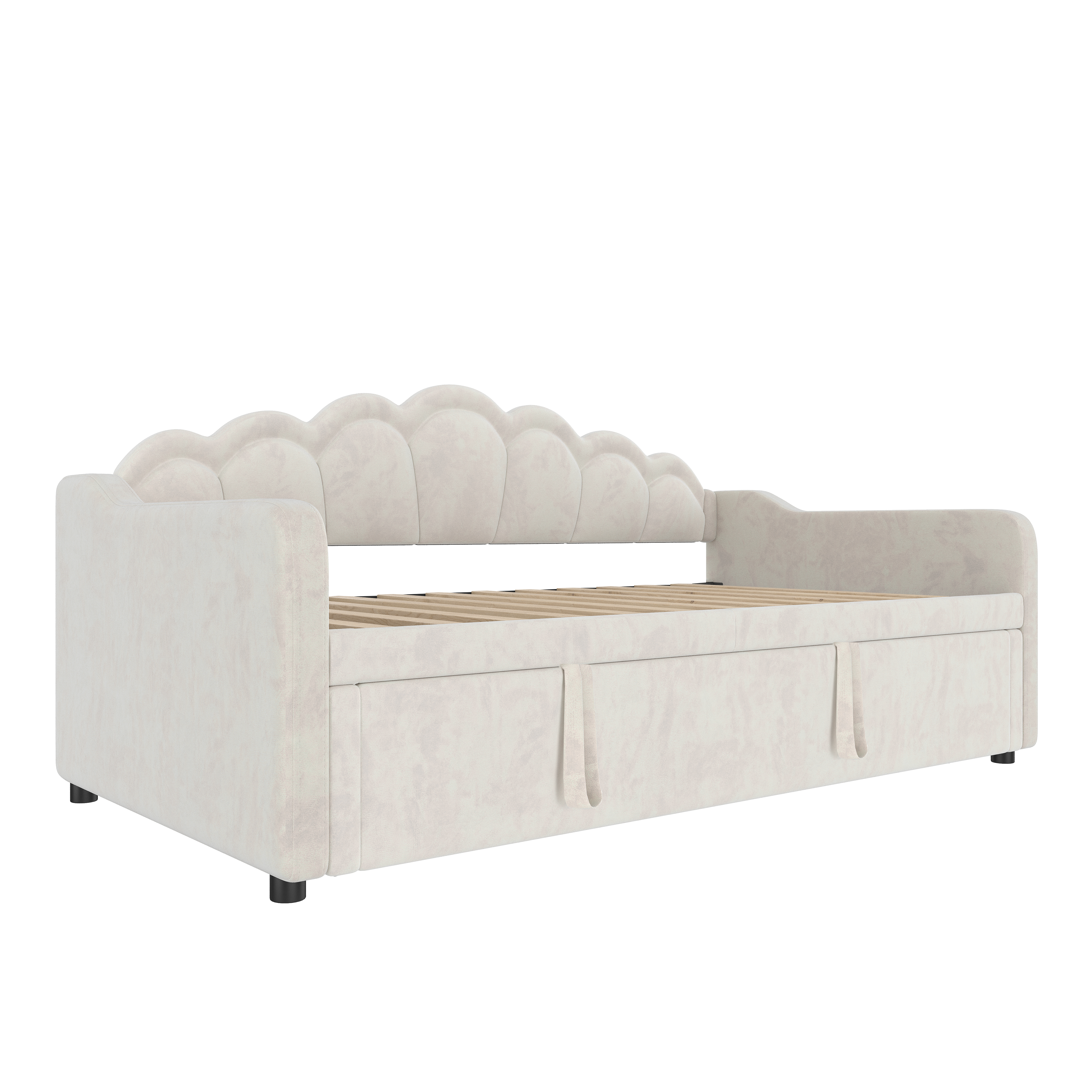 Lit en velours et MDF, design ondulé, convertible 3 formes (canapé, chaise longue, lit), pour chambre et salon, matériau chaleureux, design artistique, utilisation flexible, style moderne élégant, confort - image 11