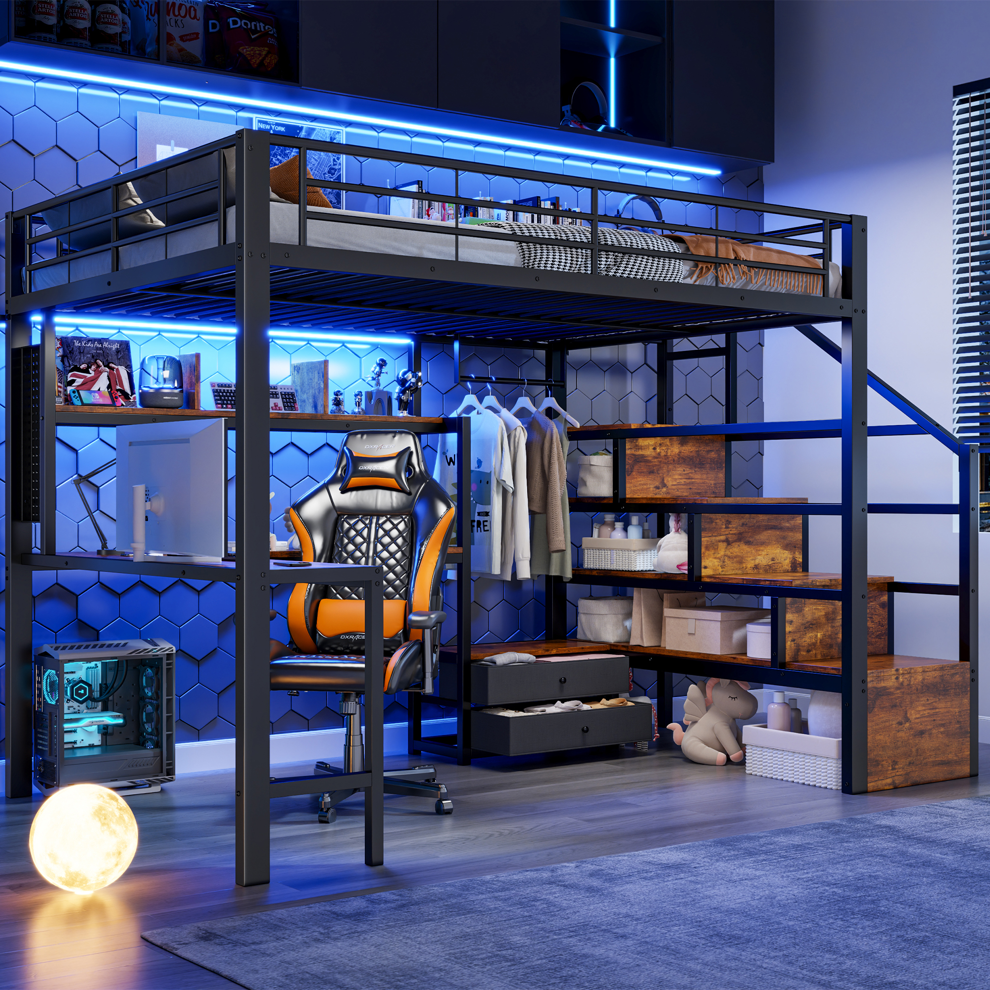lit mezzanine avec bureau - vue 3