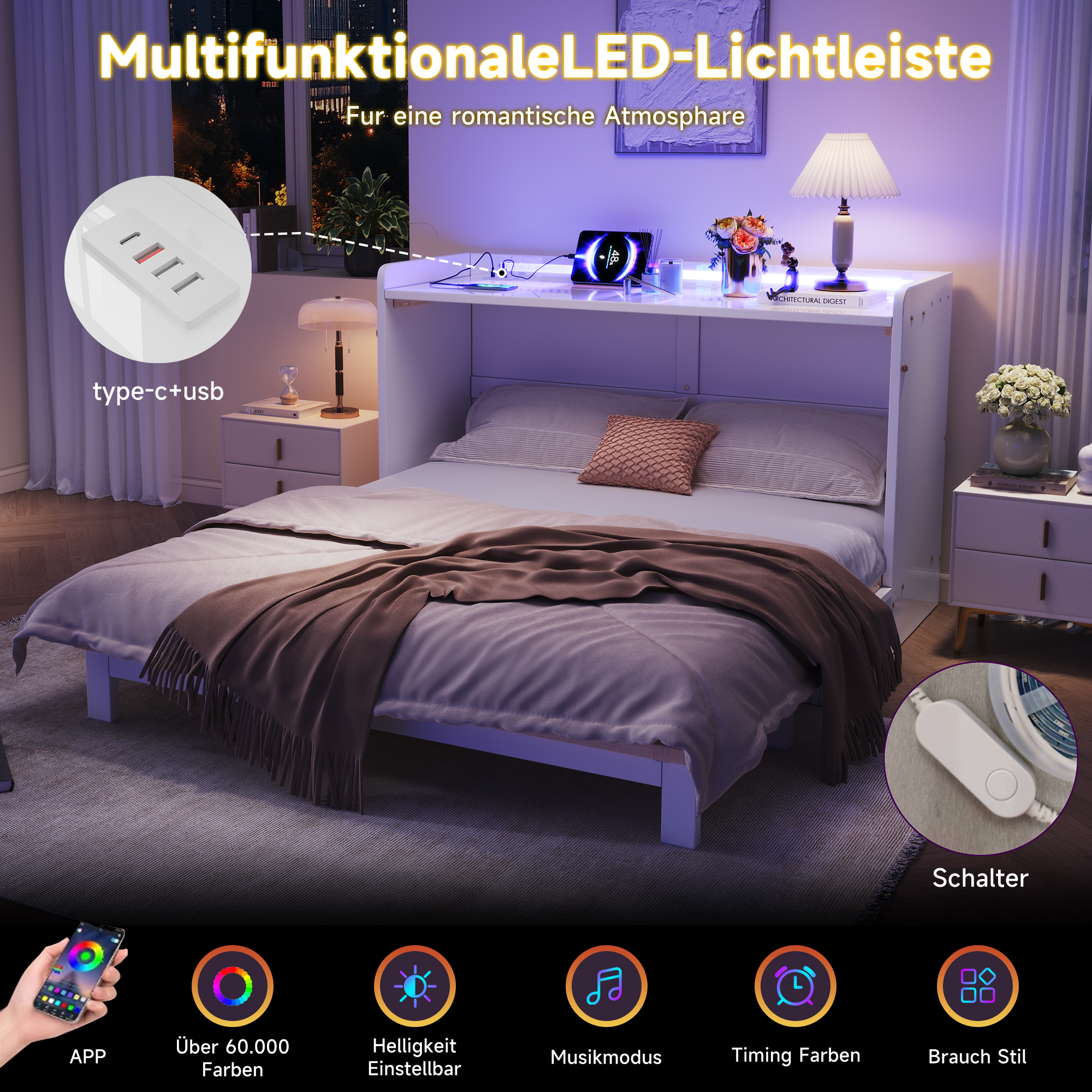 Table de chevet avec LED