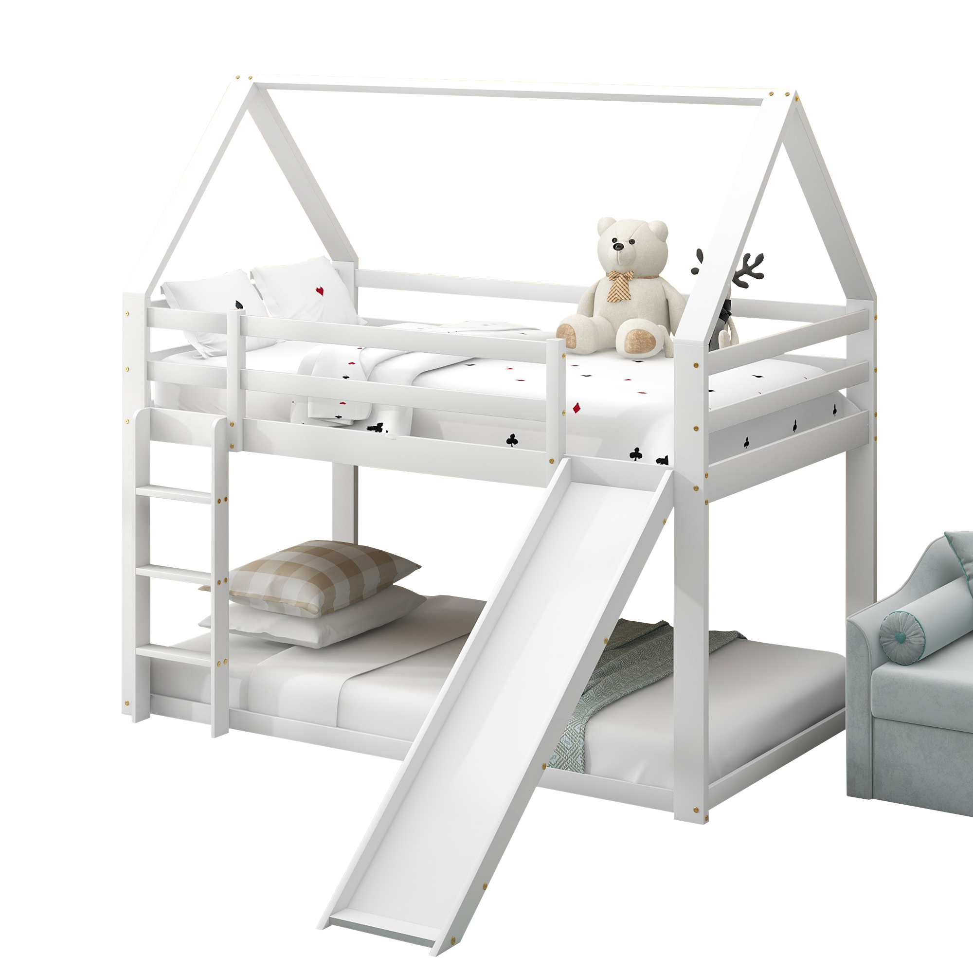 lit superposé enfant cabane - vue 1