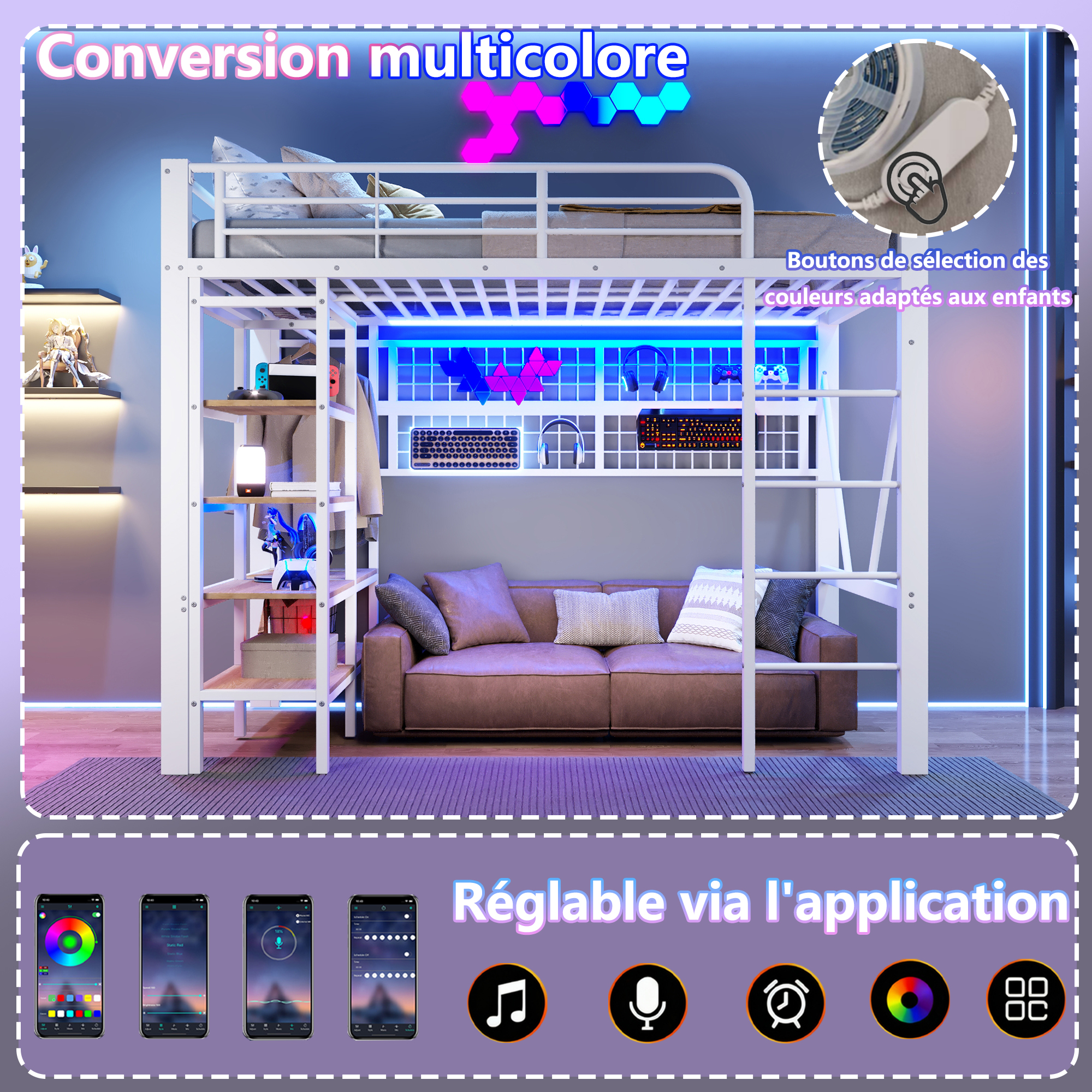 Éclairage LED RGB personnalisable via application