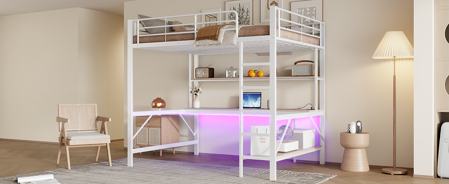 Lit enfant fer et MDF avec LED 7 couleurs contrôlable app, pour chambre d'enfant, structure stable, ambiance lumineuse personnalisable, design ludique, sécurité, durabilité, style fonctionnel moderne - image 18