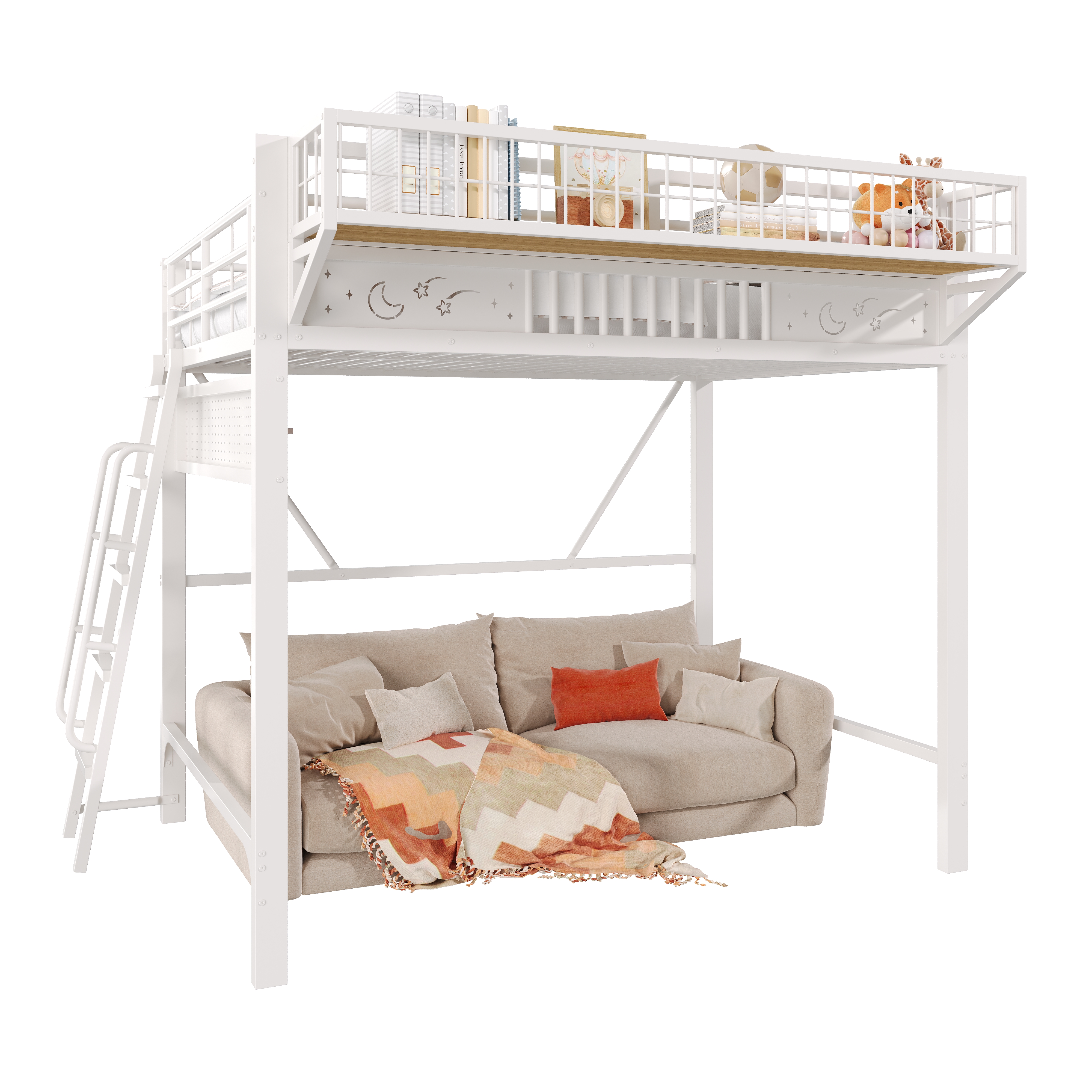 Lit mezzanine, 235 x 169 x 188 cm, métal, blanc - vue 6