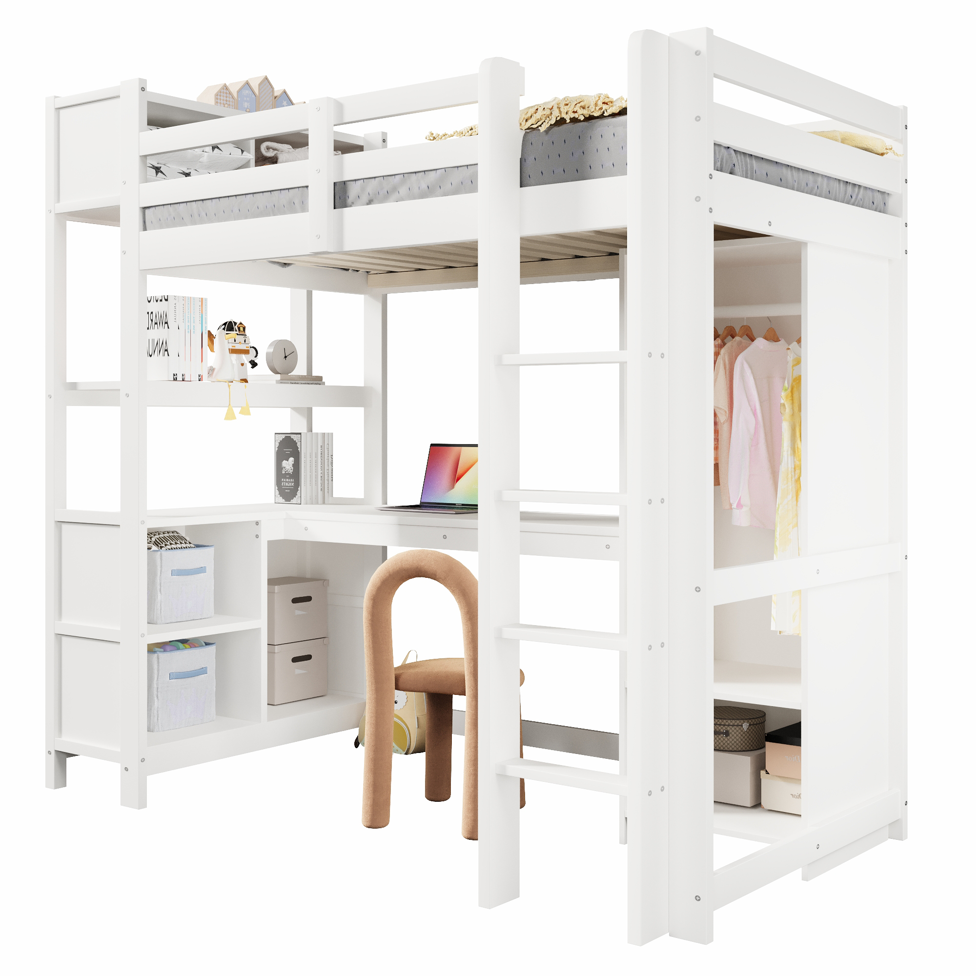 lit mezzanine avec bureau - vue 5