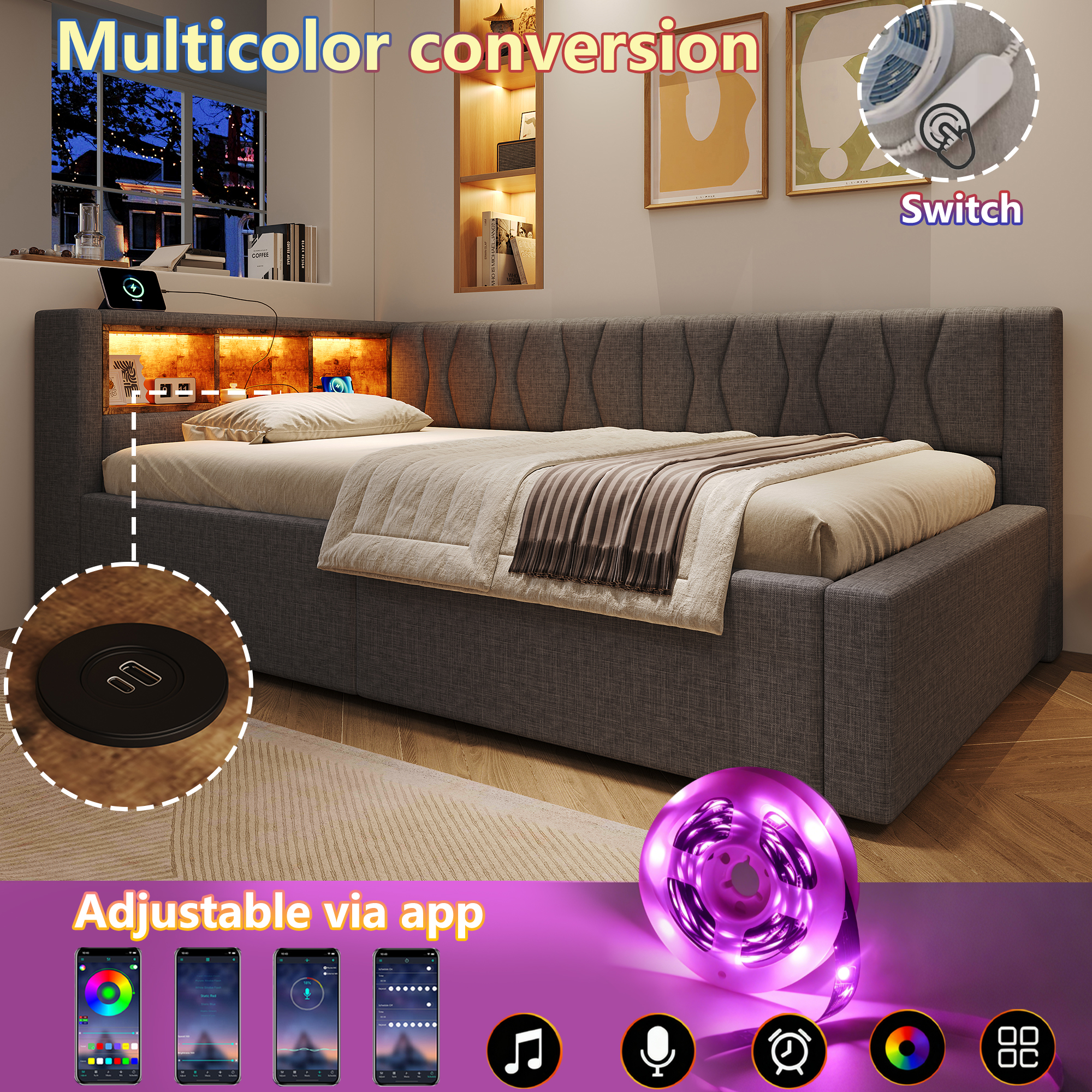 lit de jour convertible - vue 3