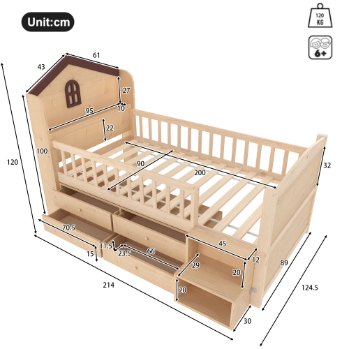 Schéma des dimensions du lit maison