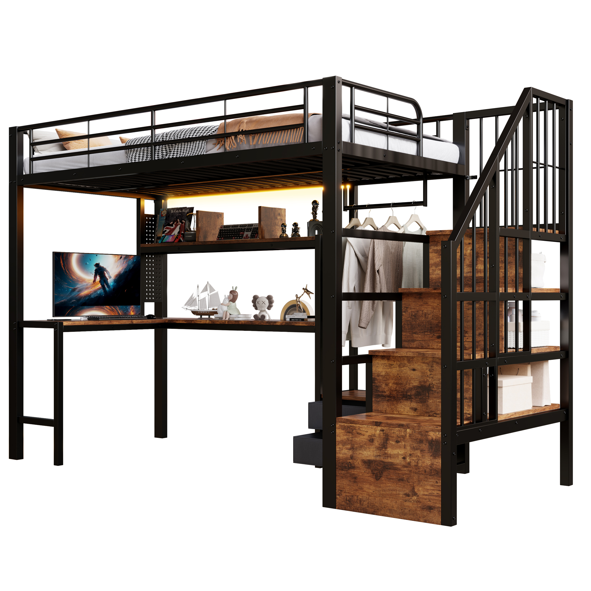lit mezzanine avec bureau - vue 1