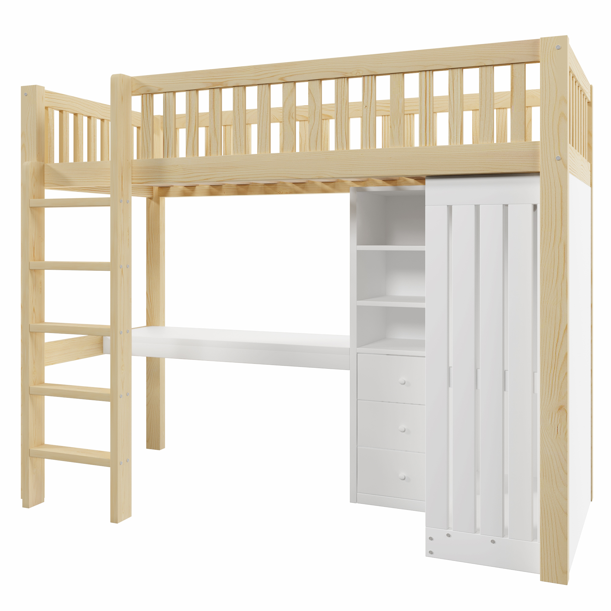 lit mezzanine avec bureau - vue 3