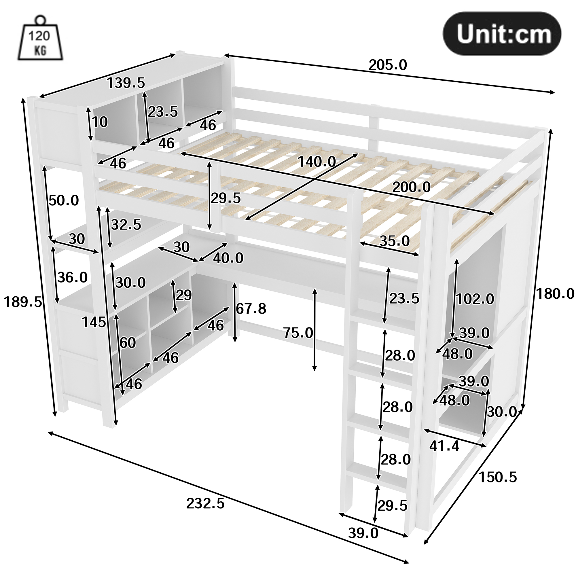 Dimensions du lit mezzanine