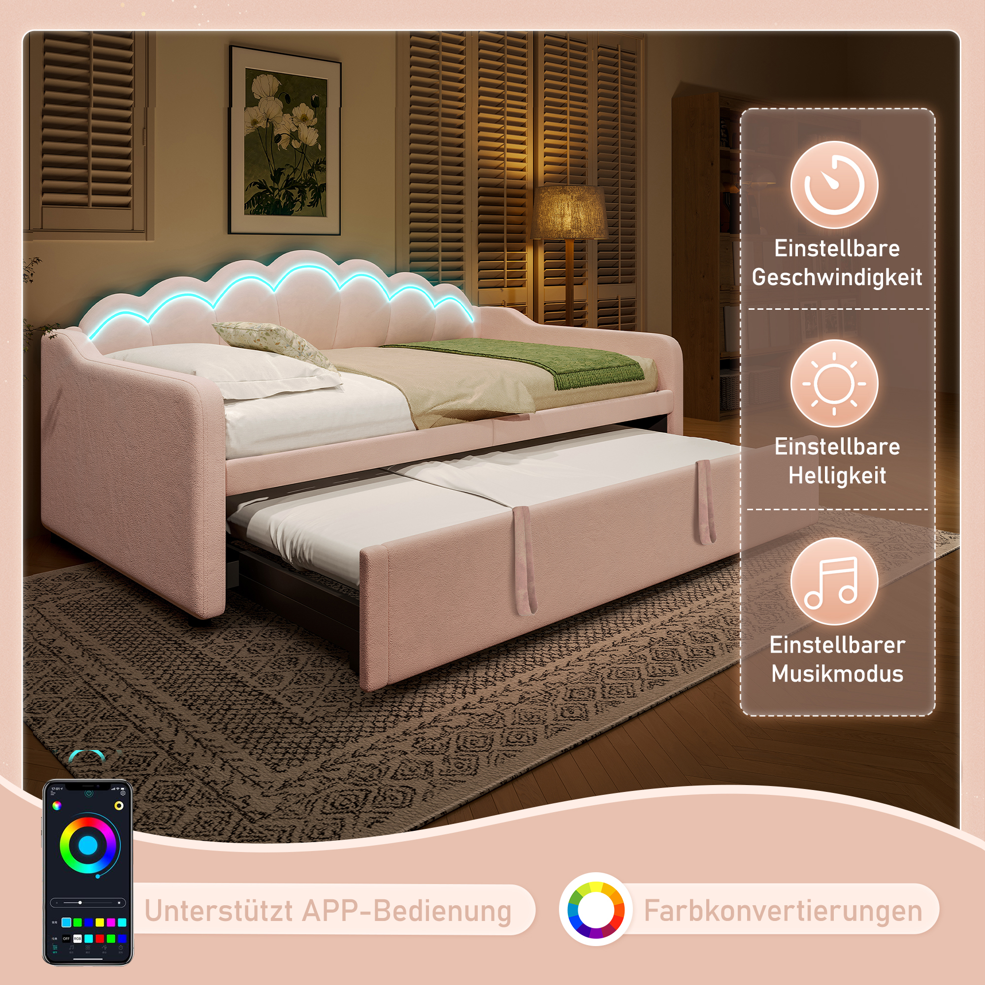 Daybed convertible avec lit escamotable 90/180 x 2 - image 12