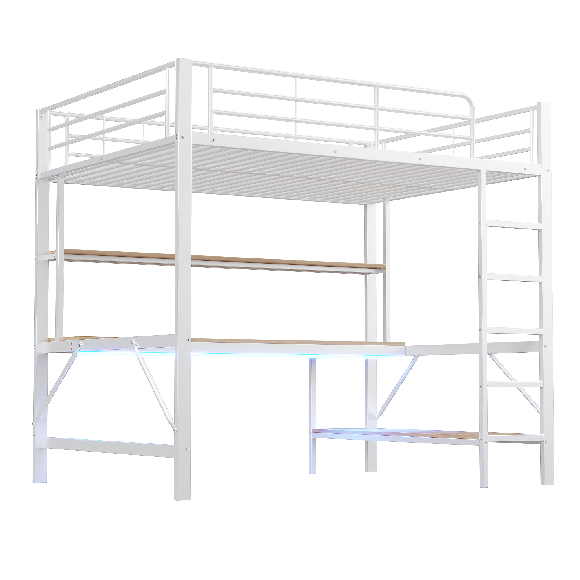 Lit enfant fer et MDF avec LED 7 couleurs contrôlable app, pour chambre d'enfant, structure stable, ambiance lumineuse personnalisable, design ludique, sécurité, durabilité, style fonctionnel moderne - image 8