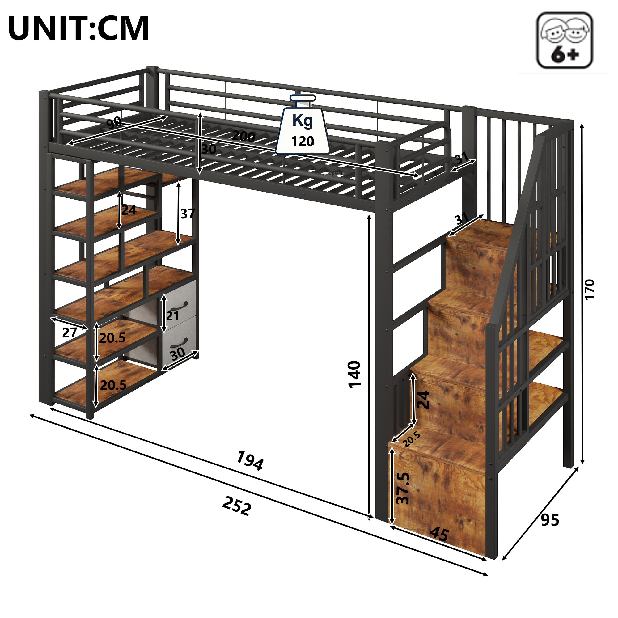 Dimensions du lit mezzanine