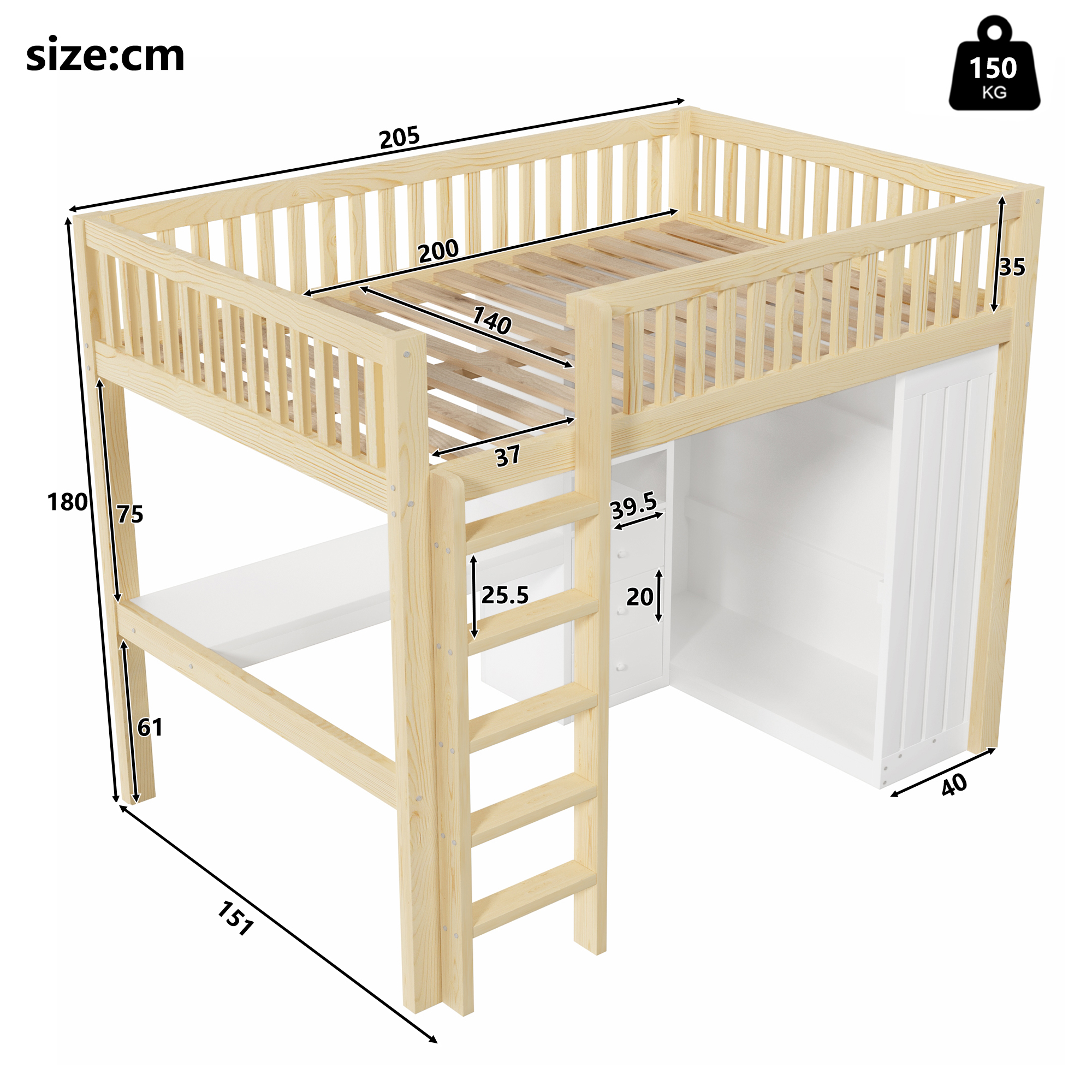 Dimensions du lit combiné enfant