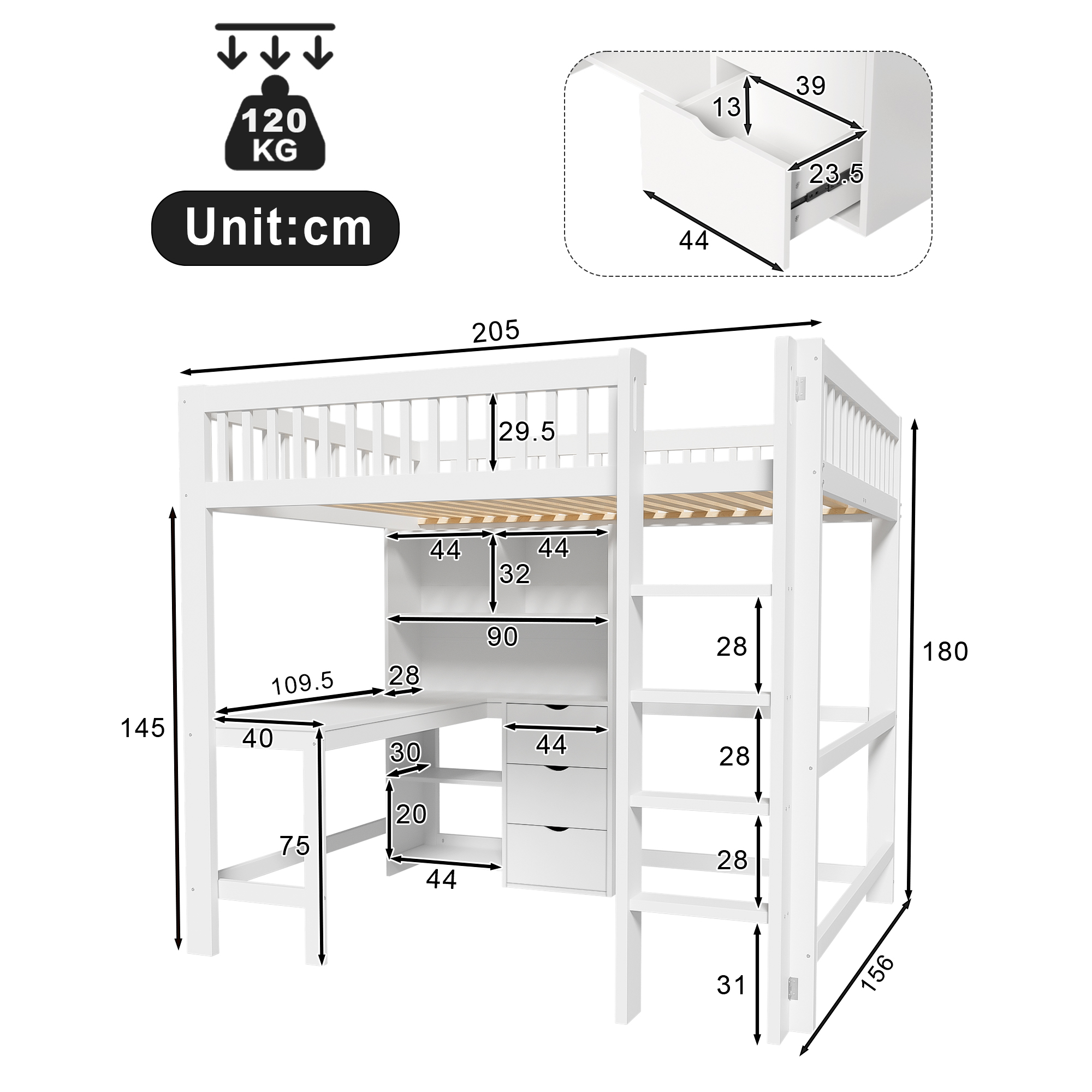 Dimensions du lit mezzanine
